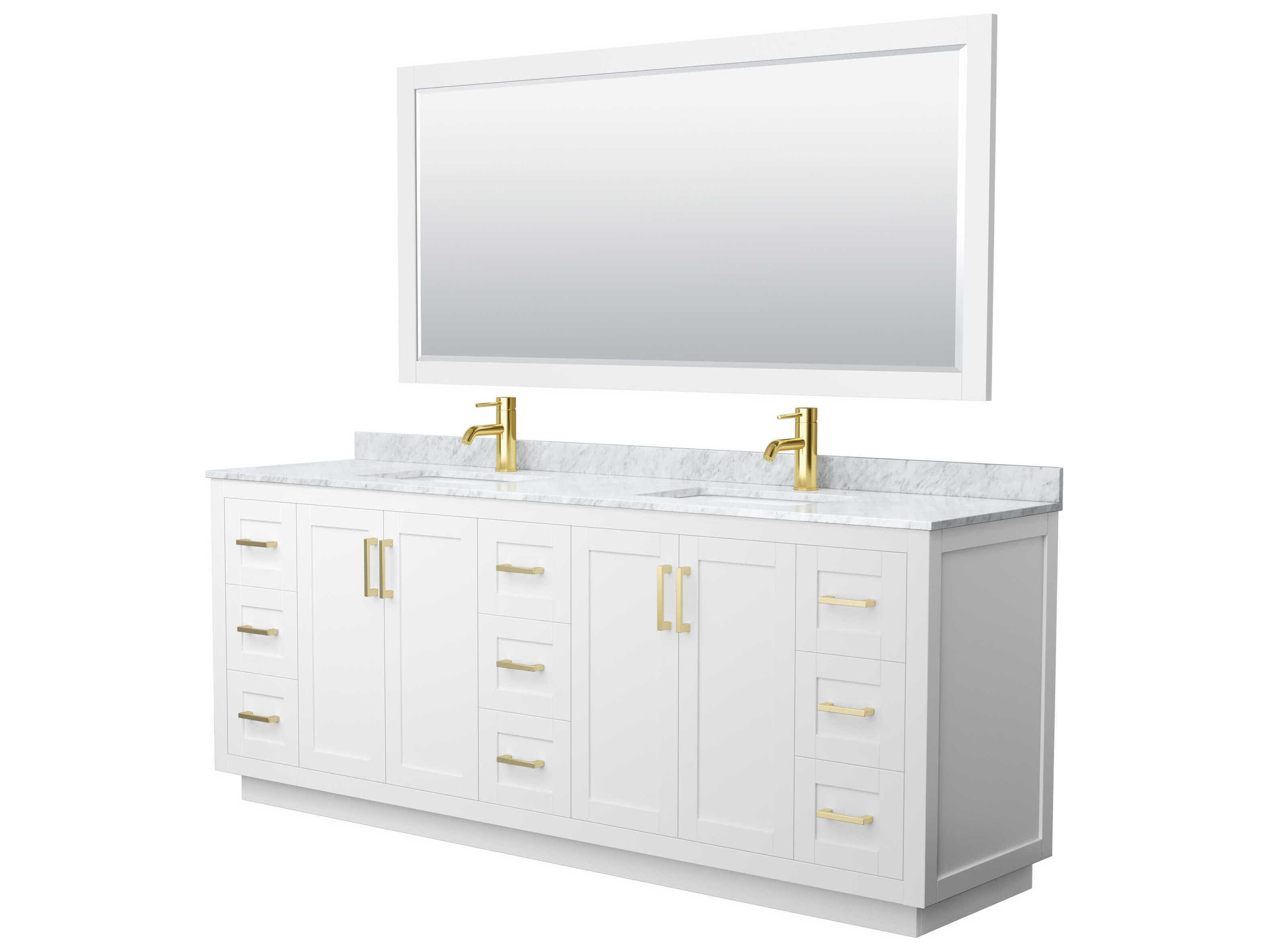 Wyndham Collection Miranda 84" White Vanity with 70" Mirror
