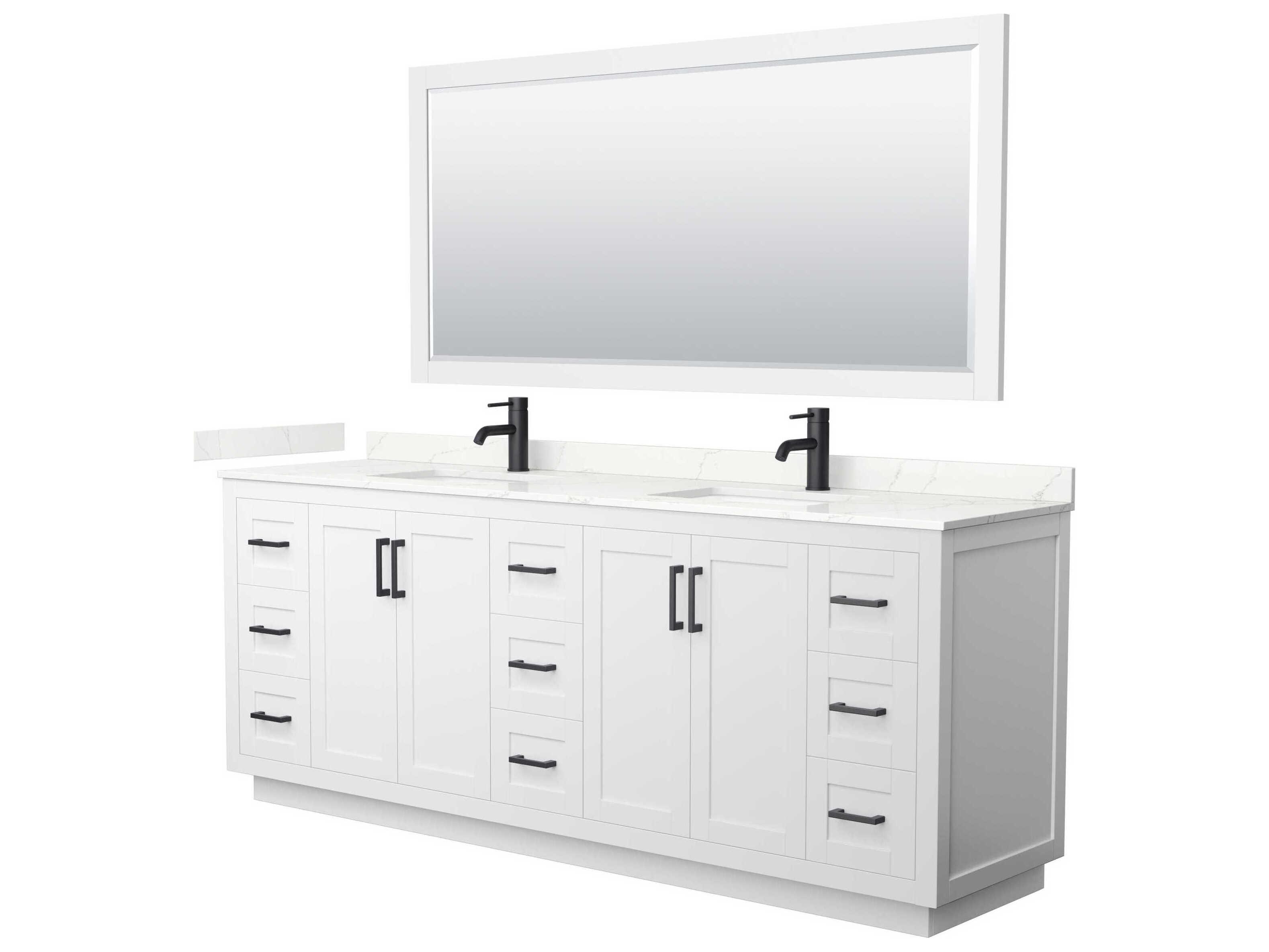 Wyndham Collection Miranda 84" White Vanity with 70" Mirror