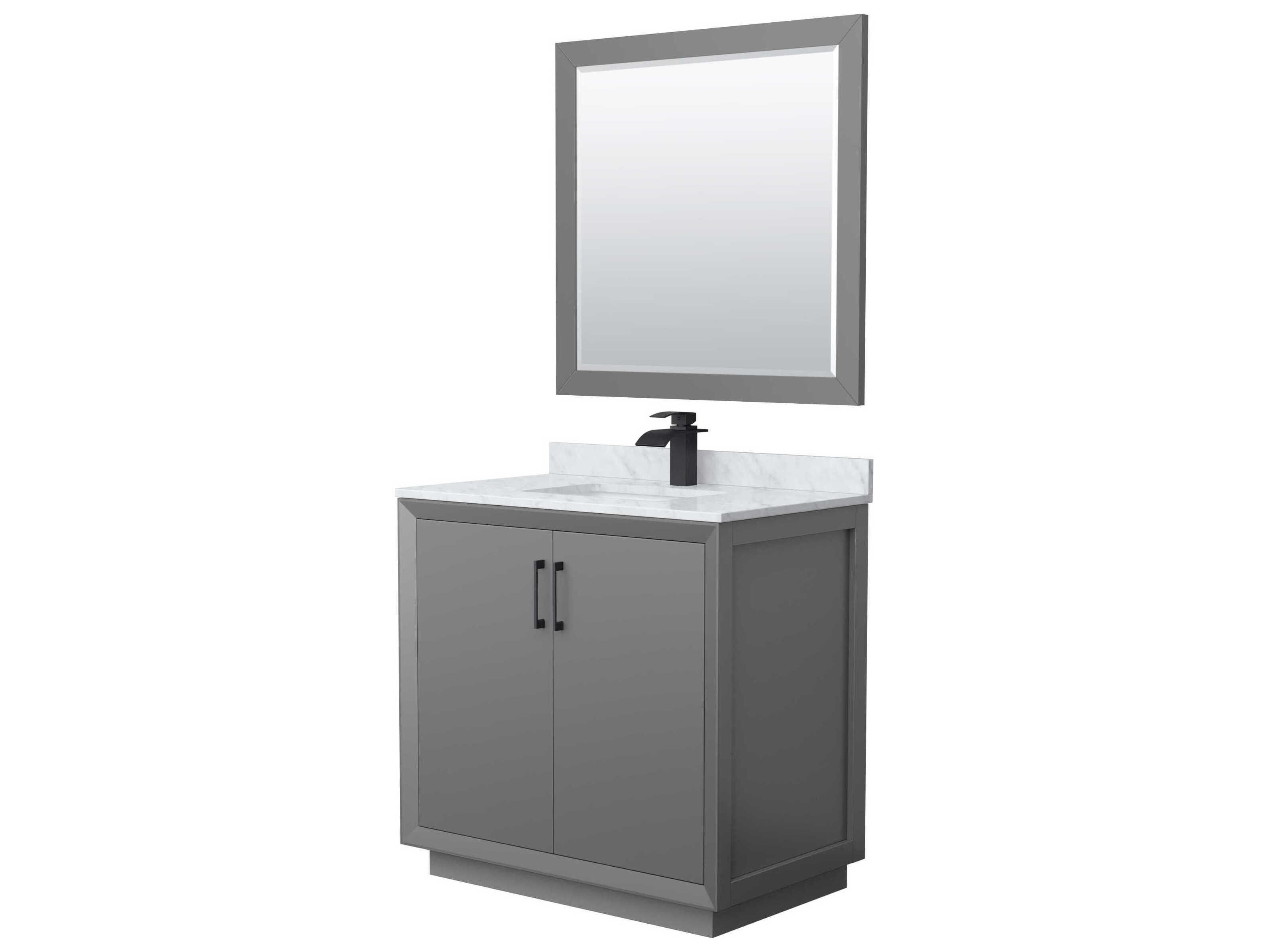 Wyndham Collection Strada 36" Dark Gray Vanity with 34" Mirror
