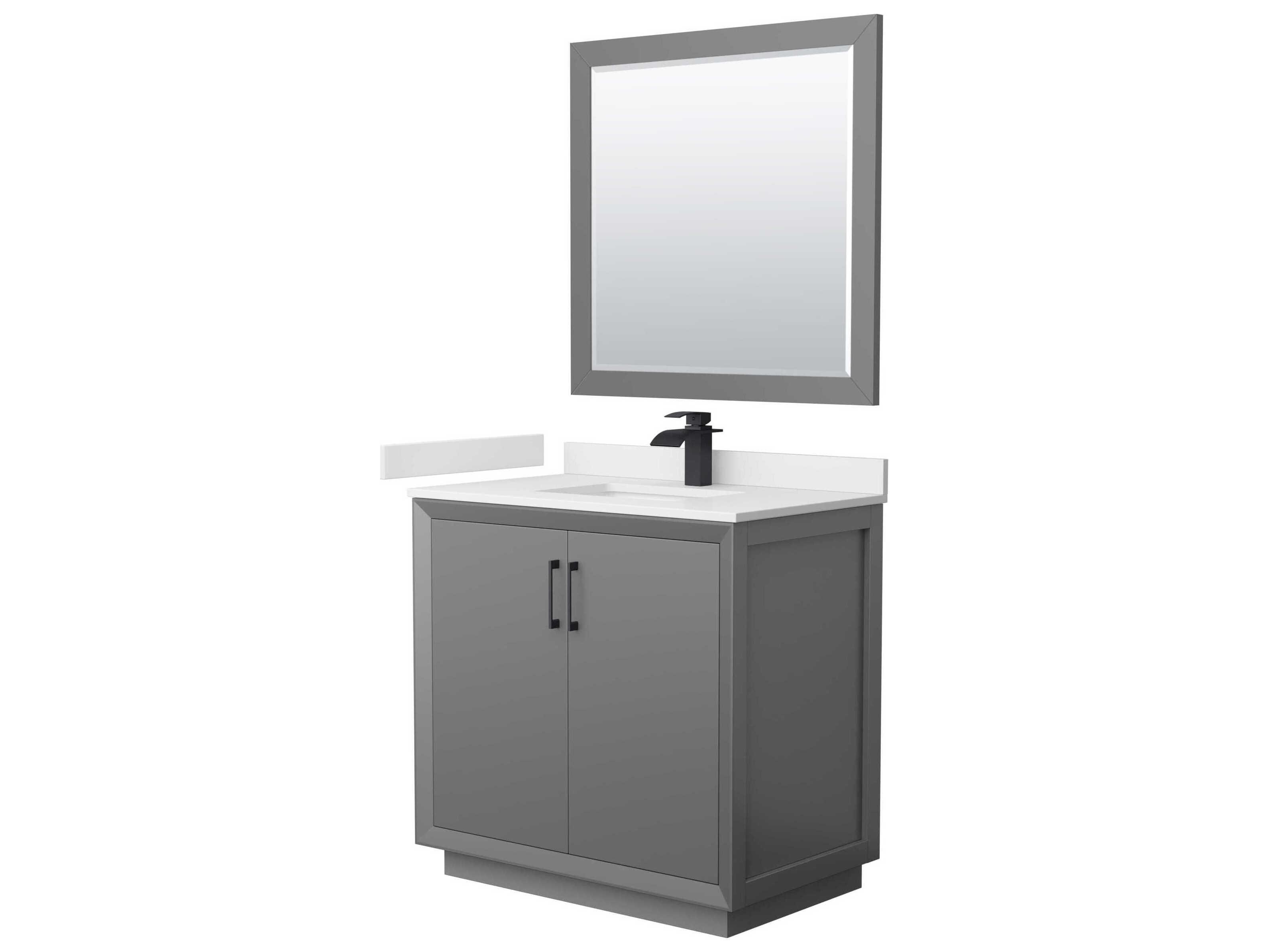 Wyndham Collection Strada 36" Dark Gray Vanity with 34" Mirror