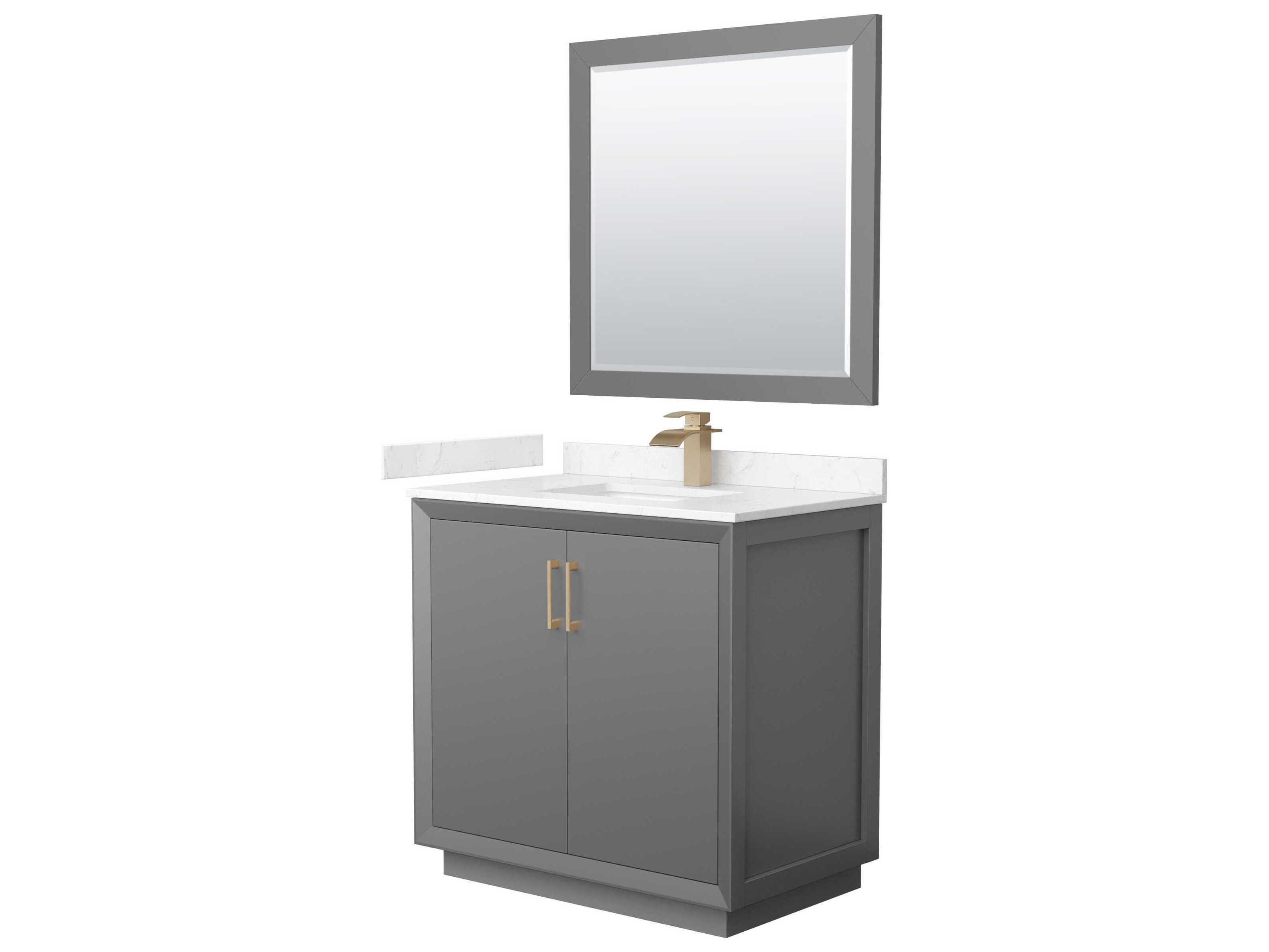 Wyndham Collection Strada 36" Dark Gray Vanity with 34" Mirror