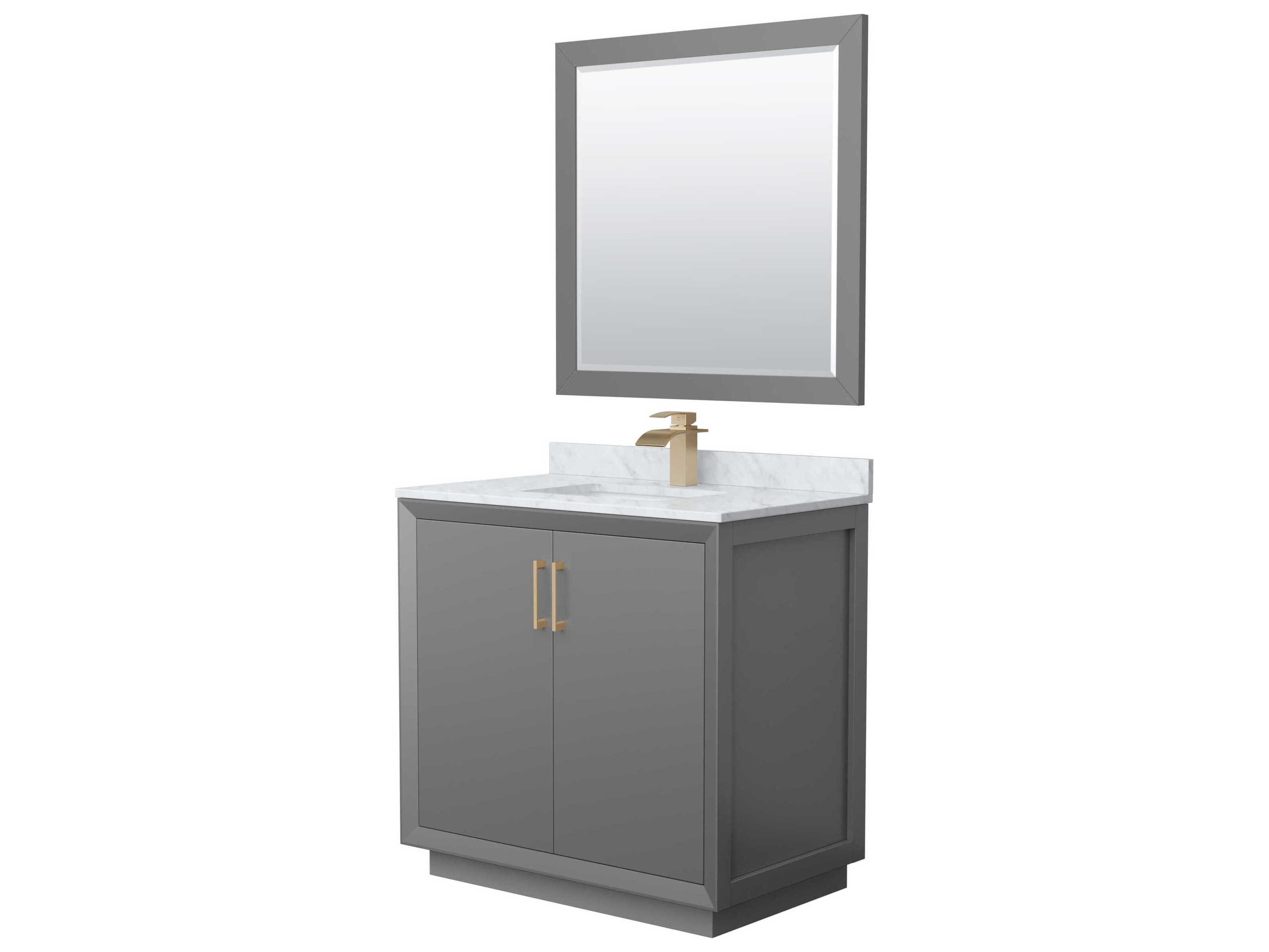 Wyndham Collection Strada 36" Dark Gray Vanity with 34" Mirror
