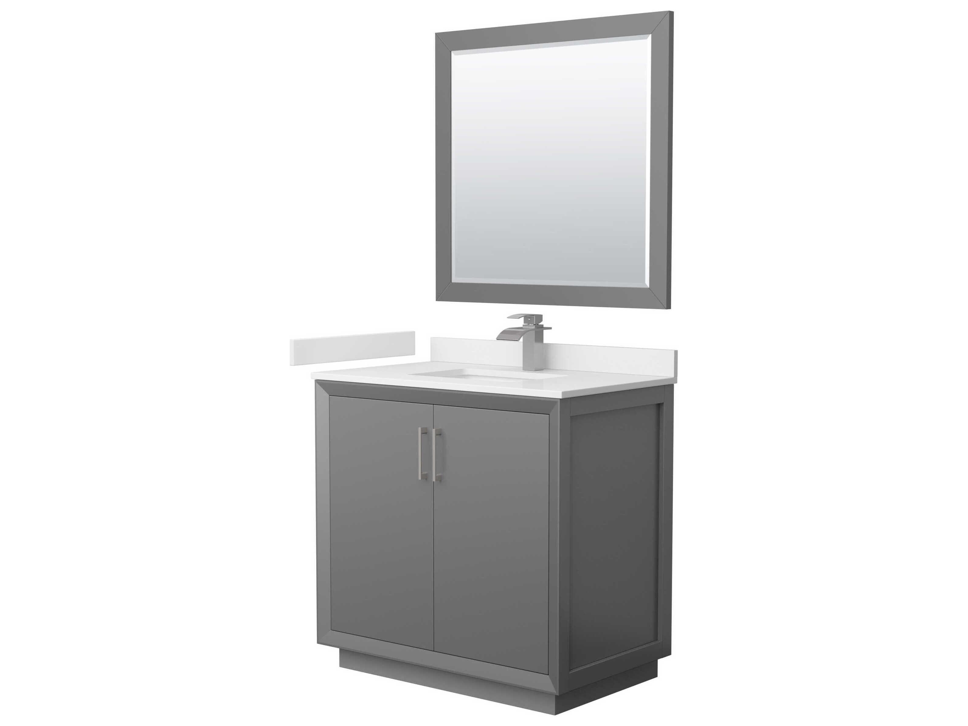Wyndham Collection Strada 36" Dark Gray Vanity with 34" Mirror