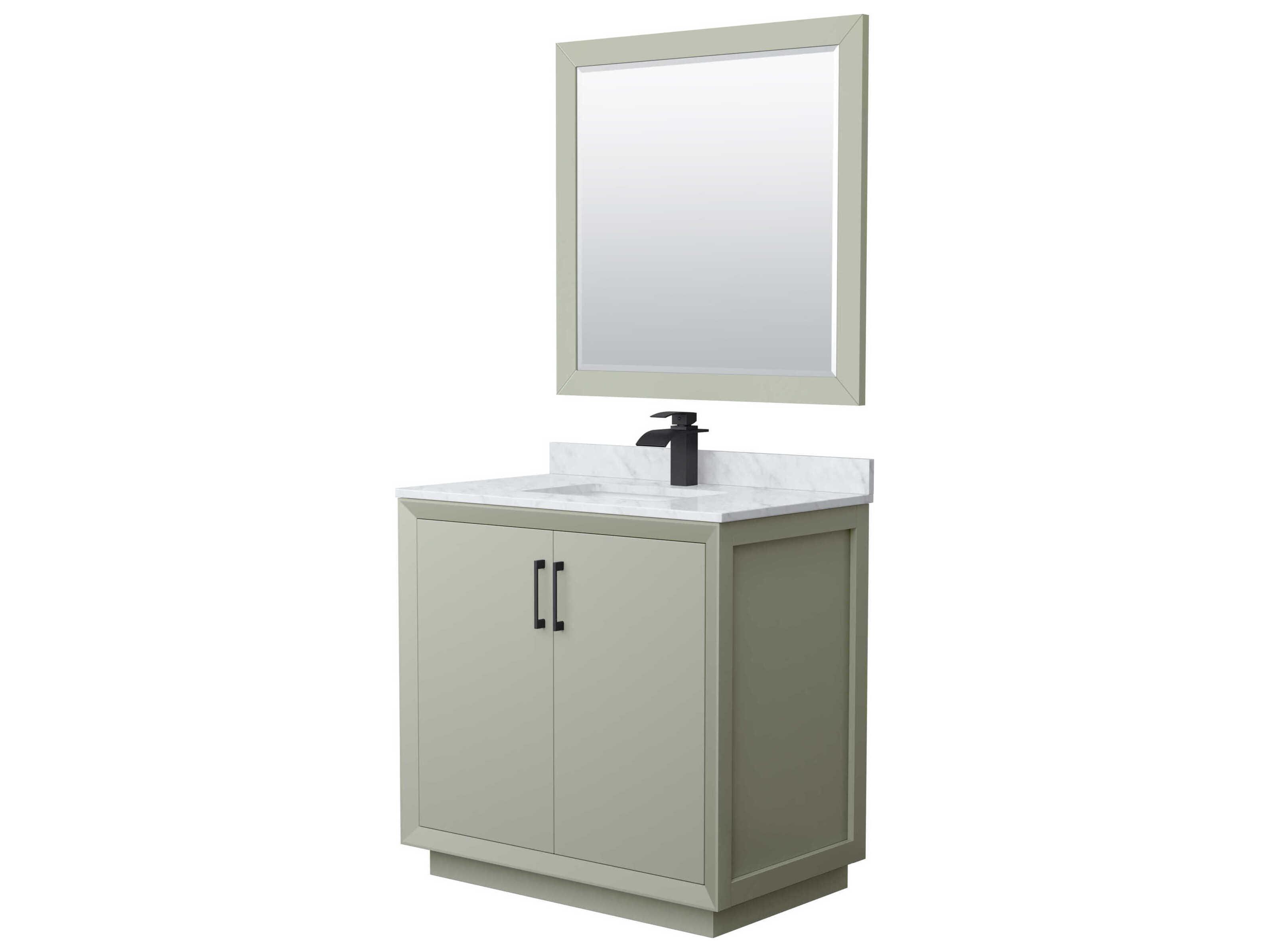 Wyndham Collection Strada 36" Light Green Vanity with 34" Mirror