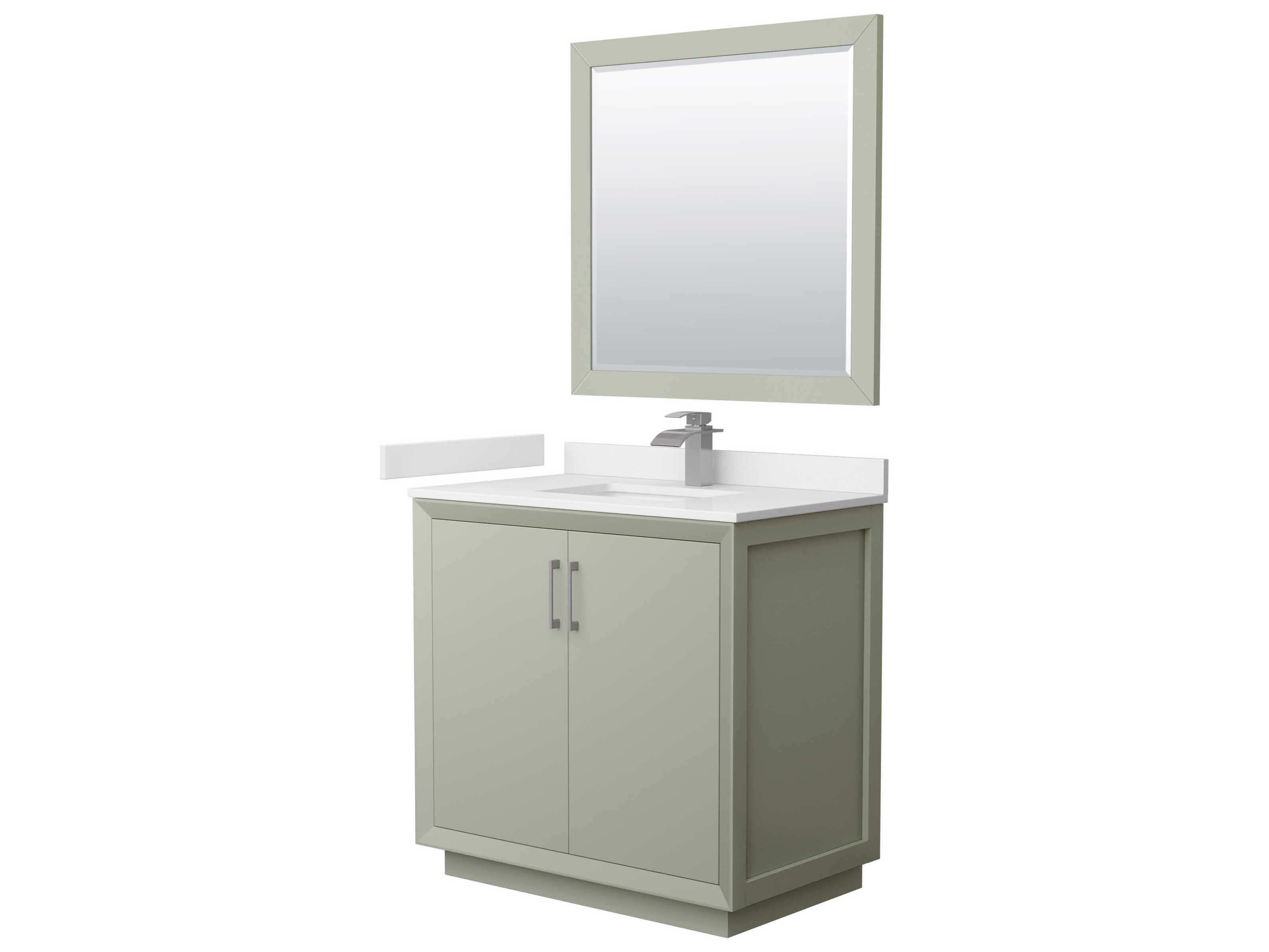 Wyndham Collection Strada 36" Light Green Vanity with 34" Mirror