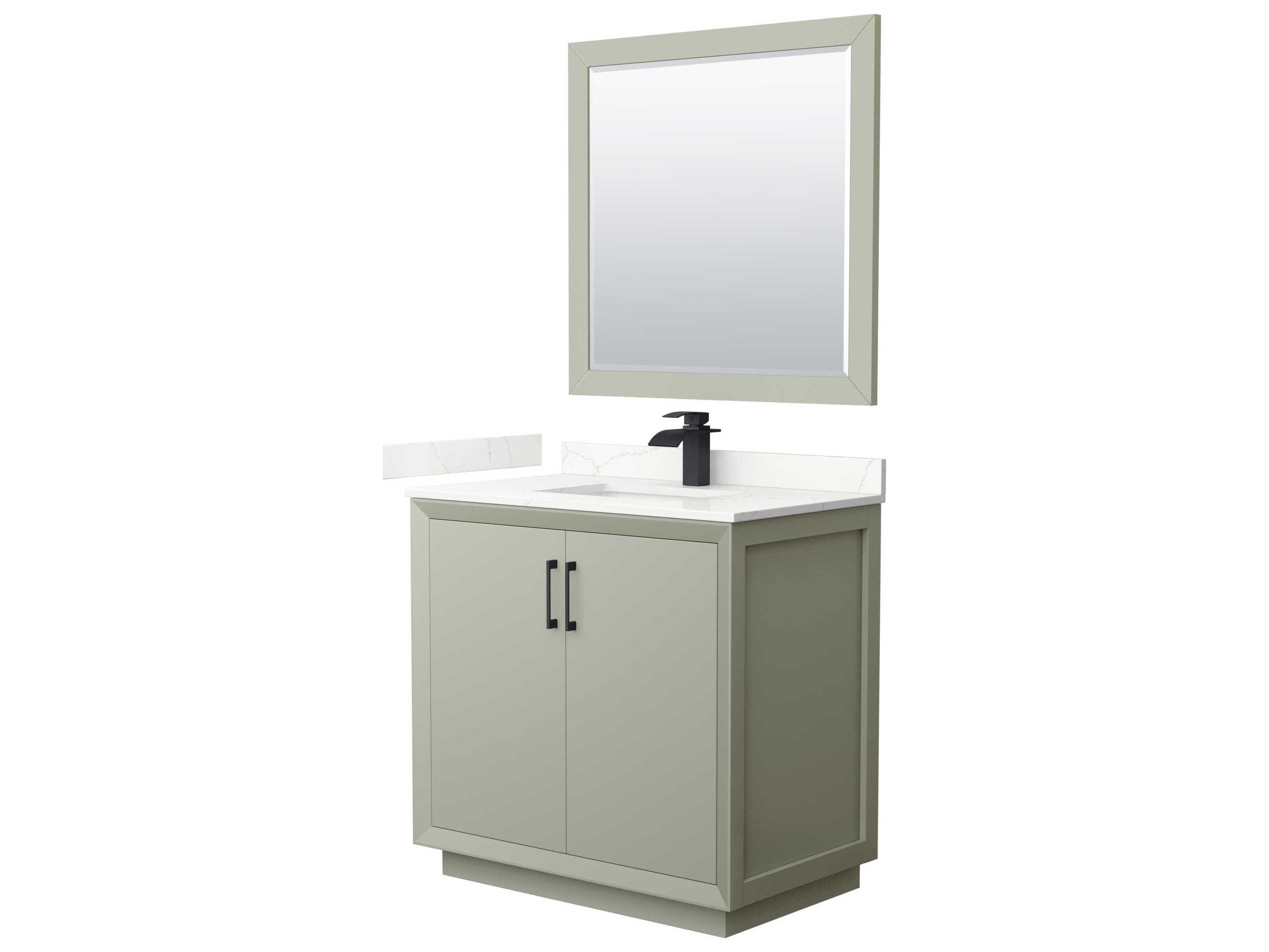 Wyndham Collection Strada 36" Light Green Vanity with 34" Mirror