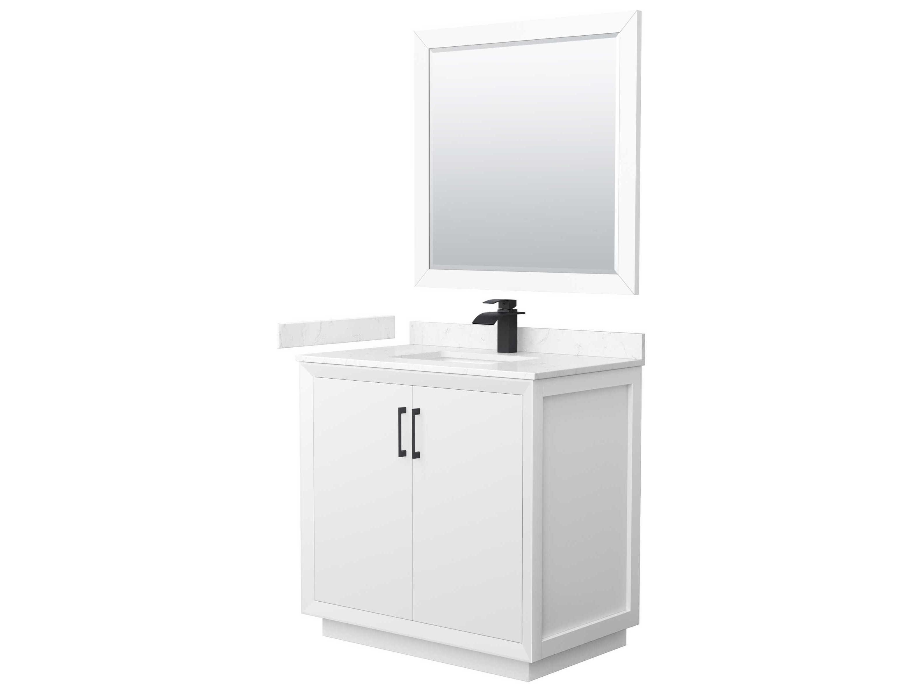Wyndham Collection Strada 36" White Vanity with 34" Mirror