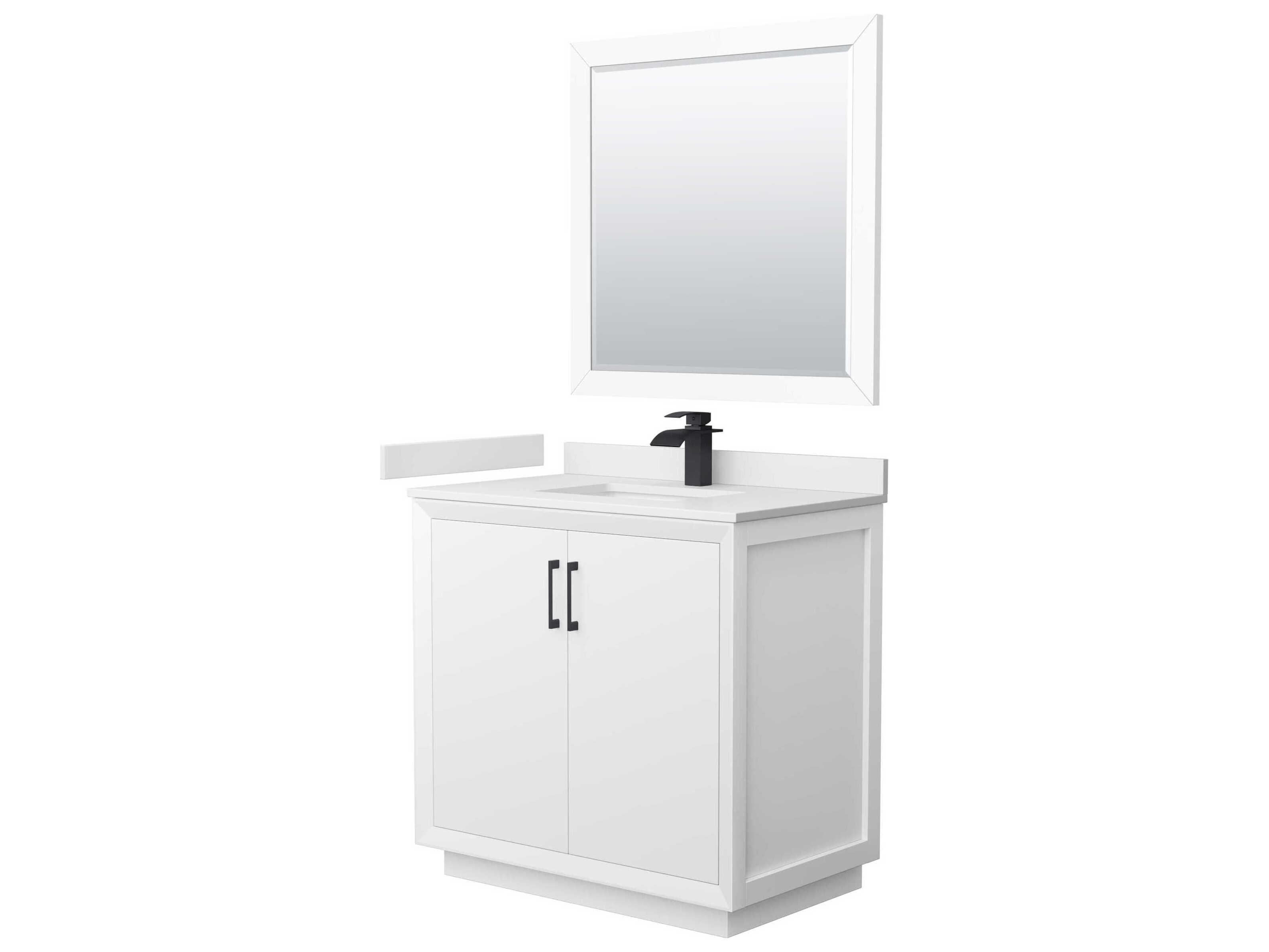 Wyndham Collection Strada 36" White Vanity with 34" Mirror