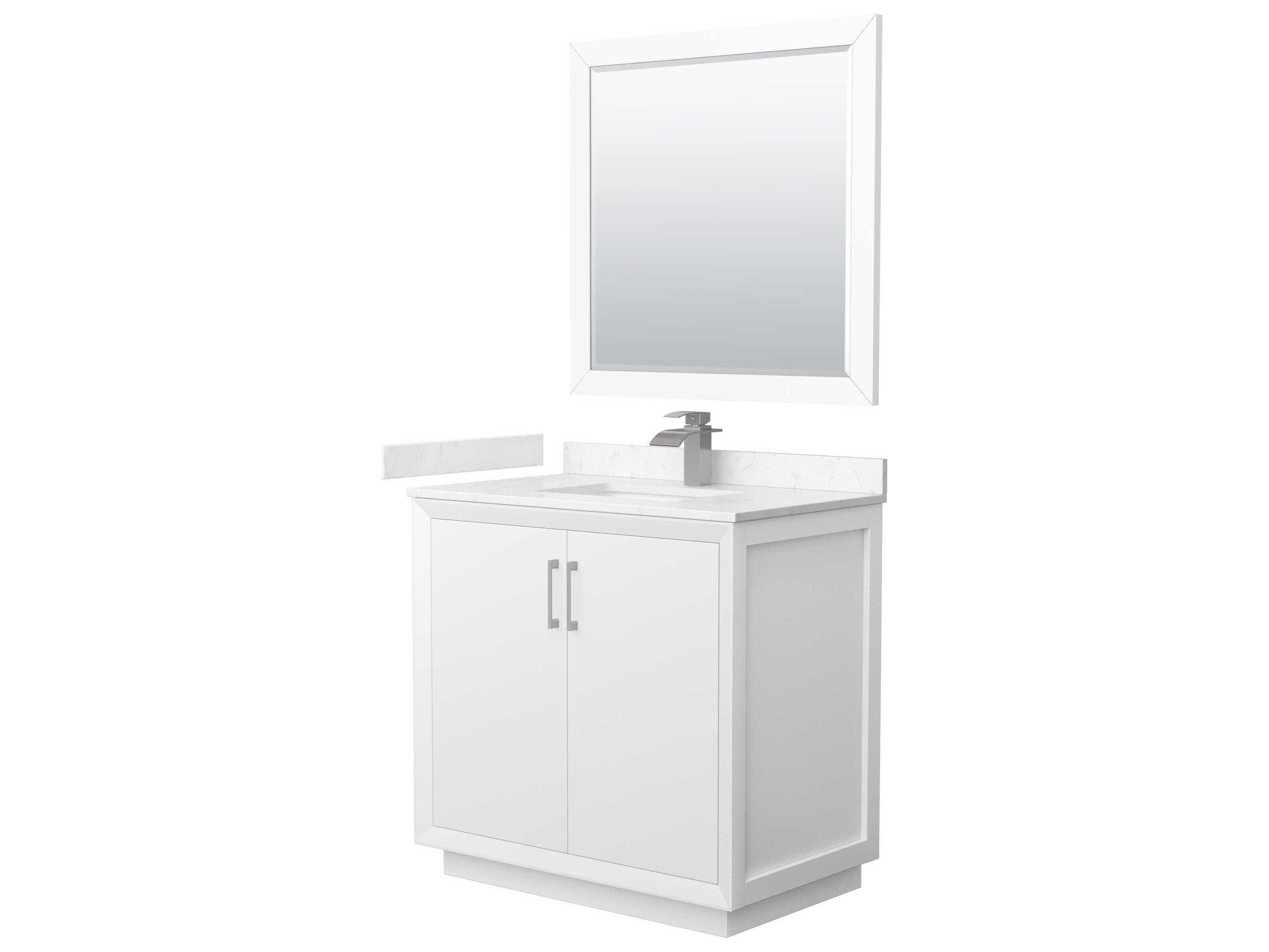Wyndham Collection Strada 36" White Vanity with 34" Mirror