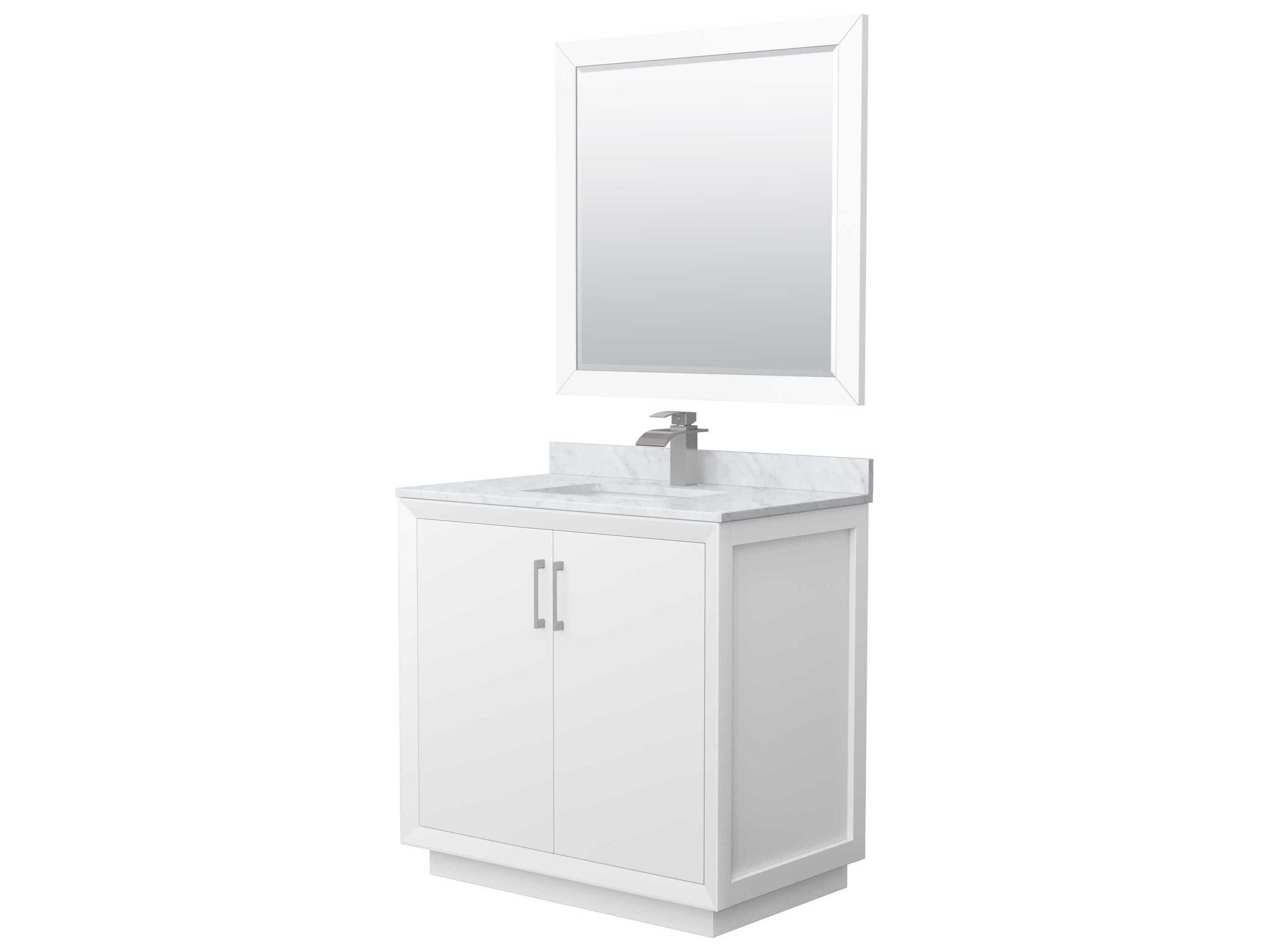 Wyndham Collection Strada 36" White Vanity with 34" Mirror