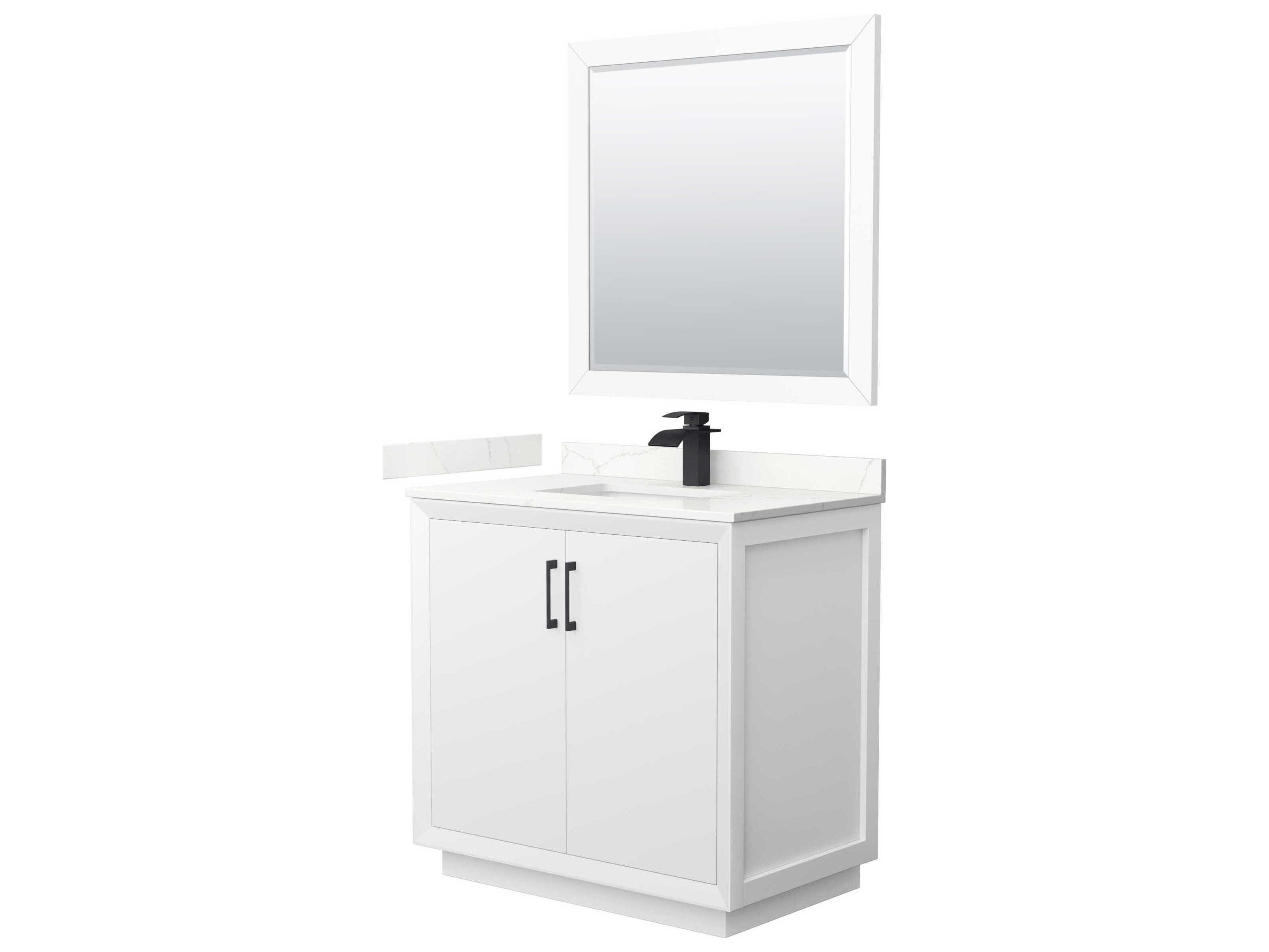 Wyndham Collection Strada 36" White Vanity with 34" Mirror