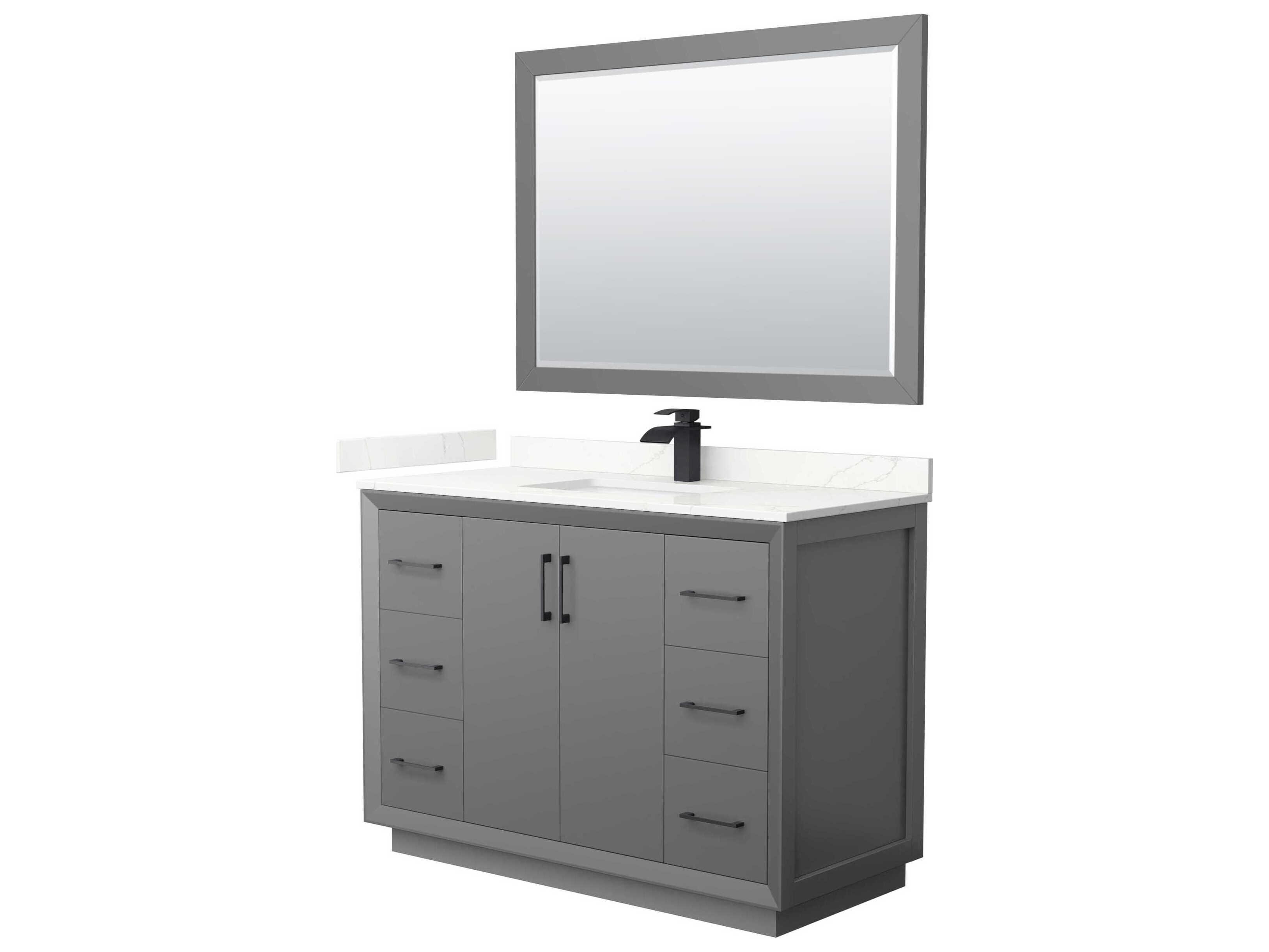 Wyndham Collection Strada 48" Dark Gray Vanity with 46" Mirror