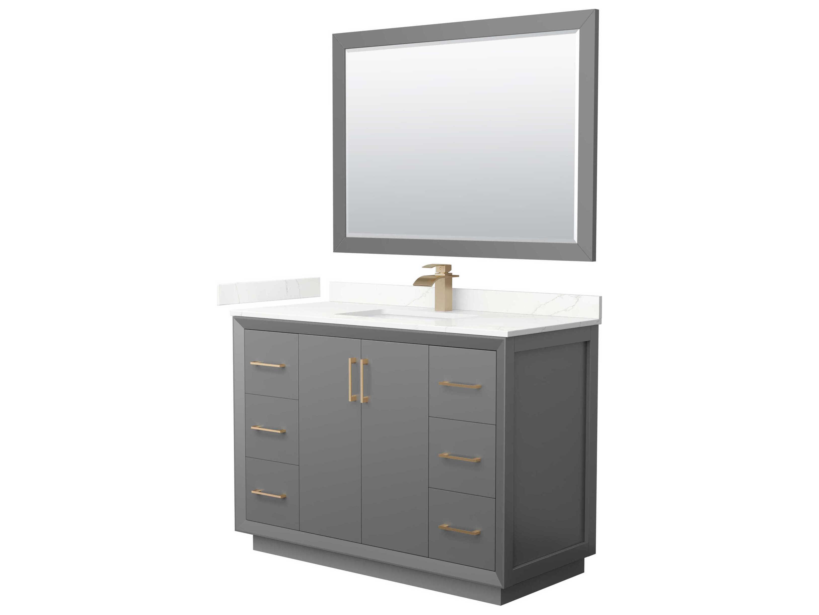 Wyndham Collection Strada 48" Dark Gray Vanity with 46" Mirror