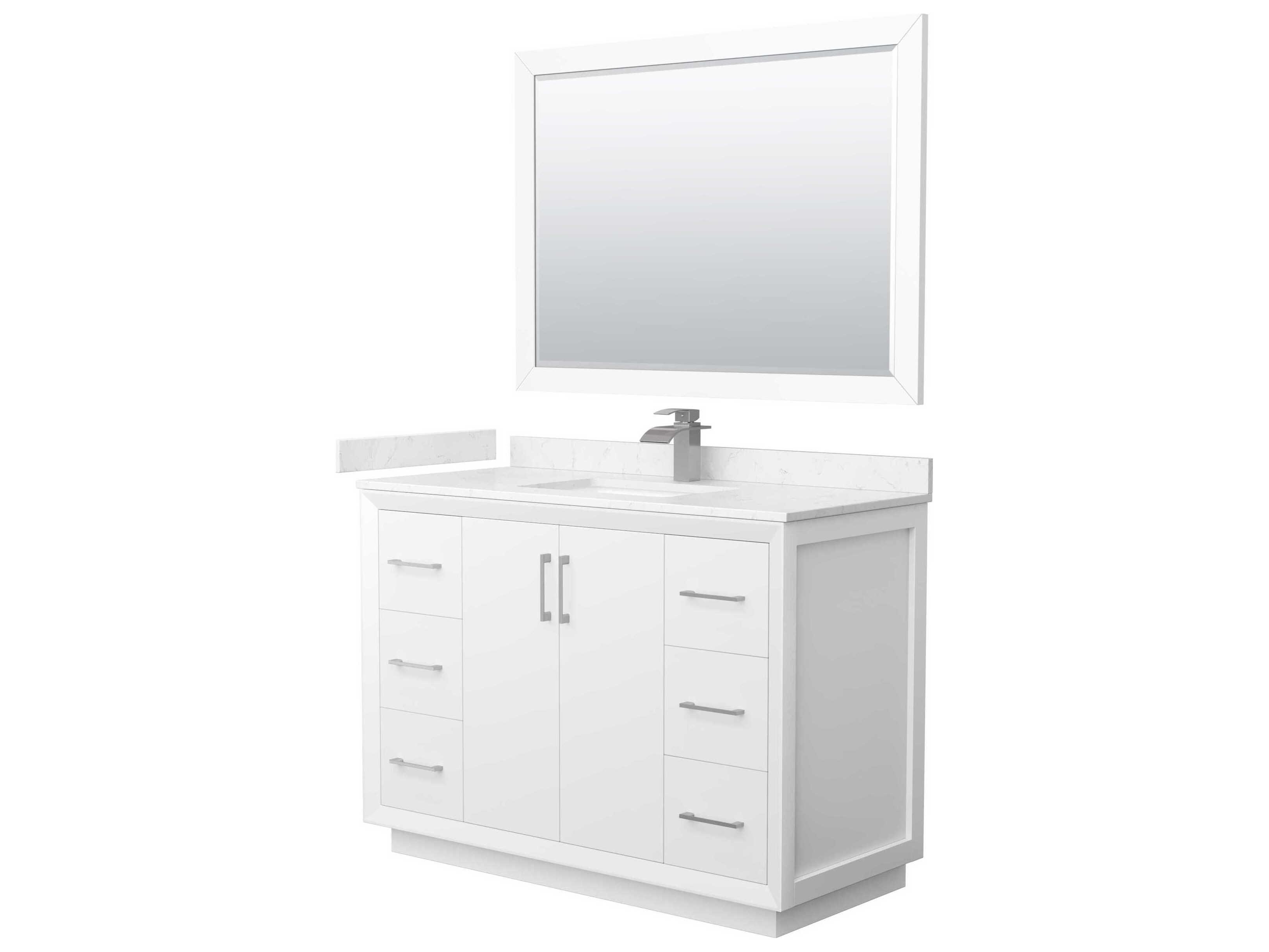 Wyndham Collection Strada 48" White Vanity with 46" Mirror
