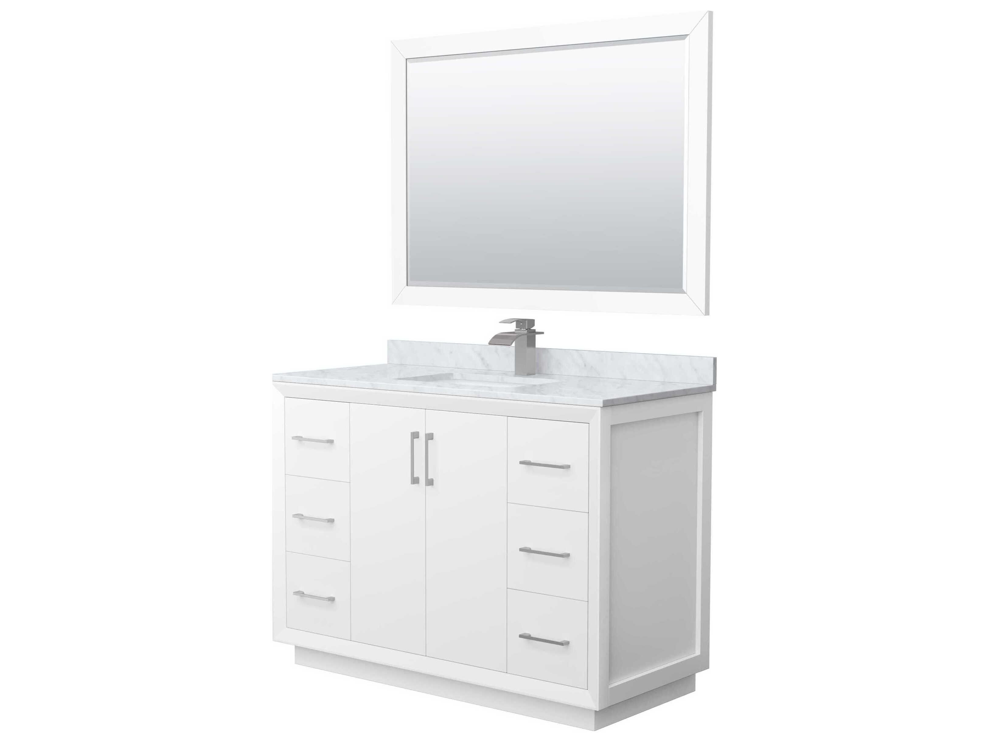 Wyndham Collection Strada 48" White Vanity with 46" Mirror