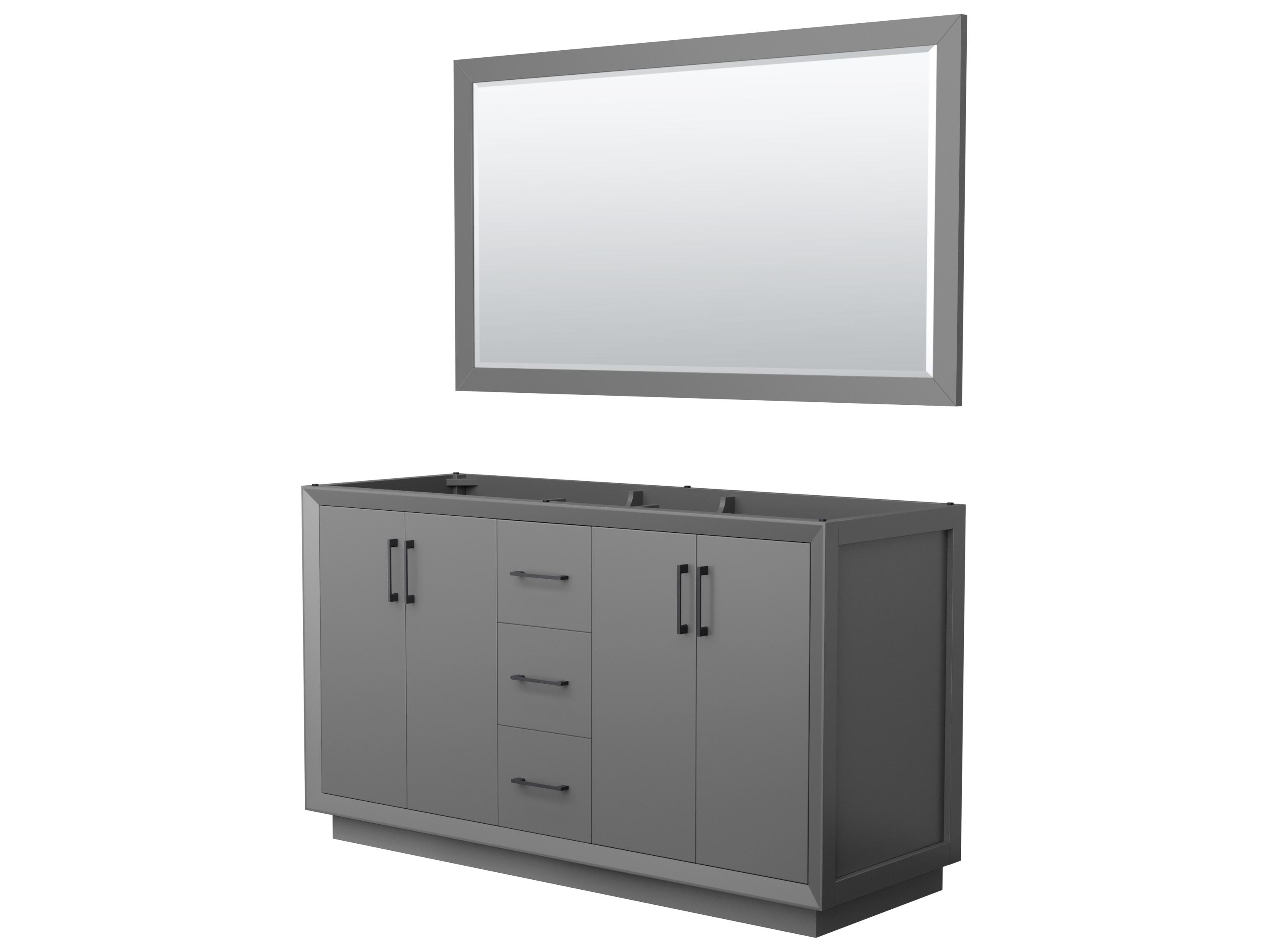 Wyndham Collection Strada 59" Dark Gray Vanity with 58" Mirror