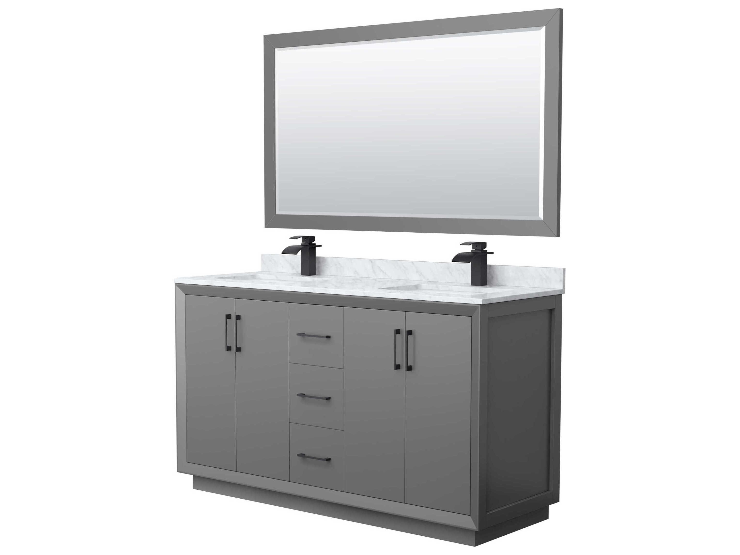 Wyndham Collection Strada 60" Dark Gray Vanity with 58" Mirror