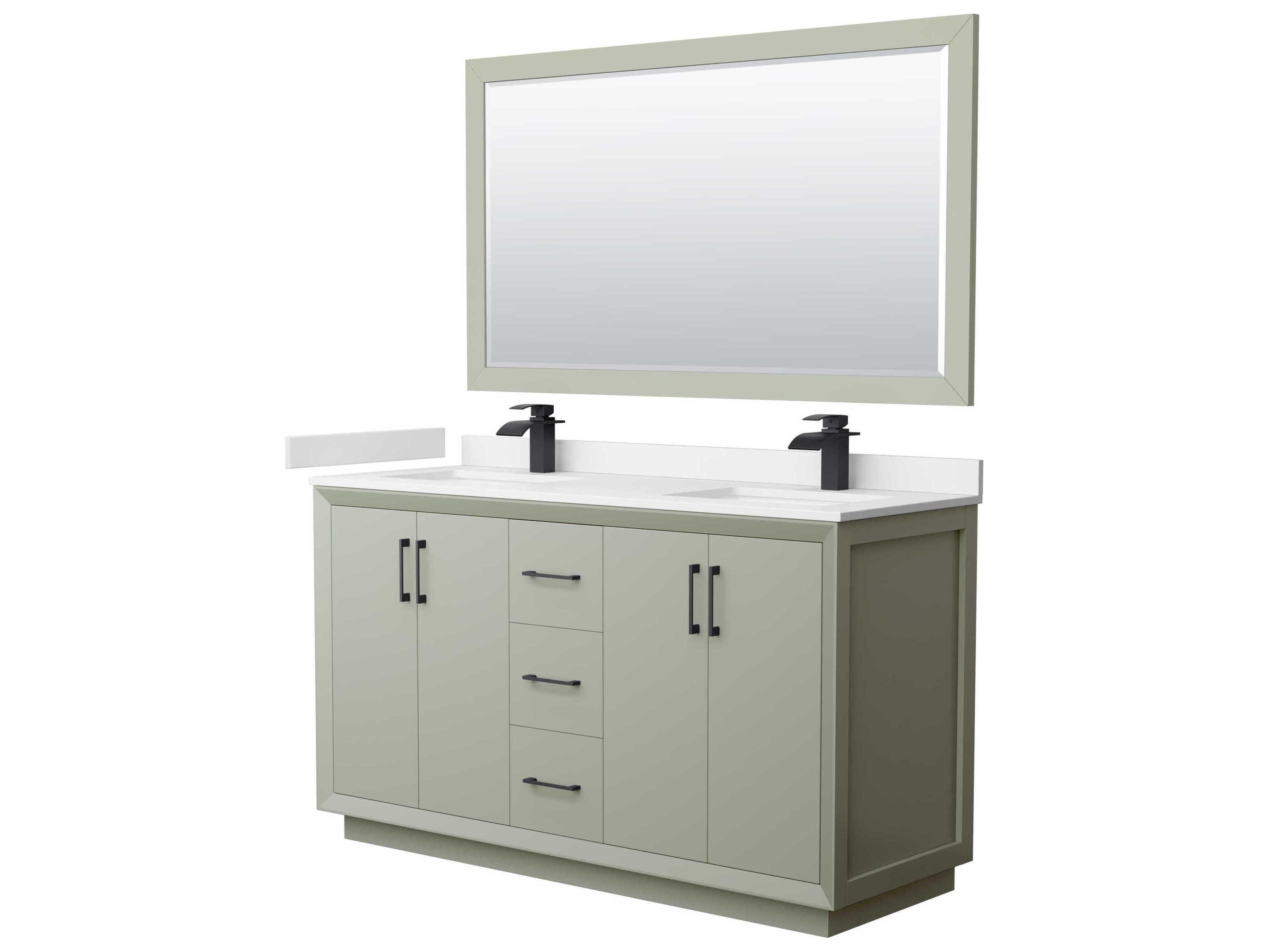 Wyndham Collection Strada 60" Light Green Vanity with 58" Mirror