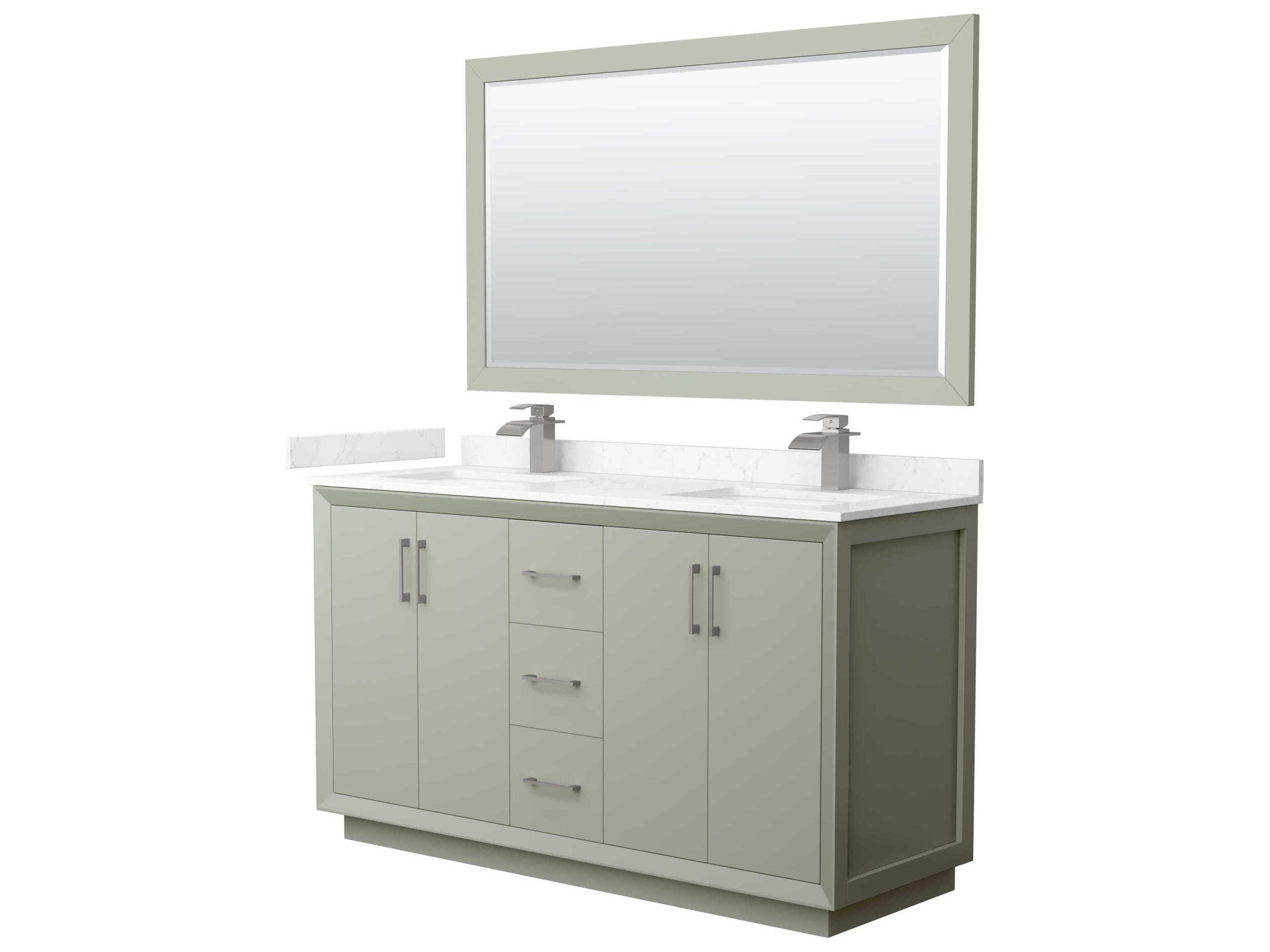 Wyndham Collection Strada 60" Light Green Vanity with 58" Mirror