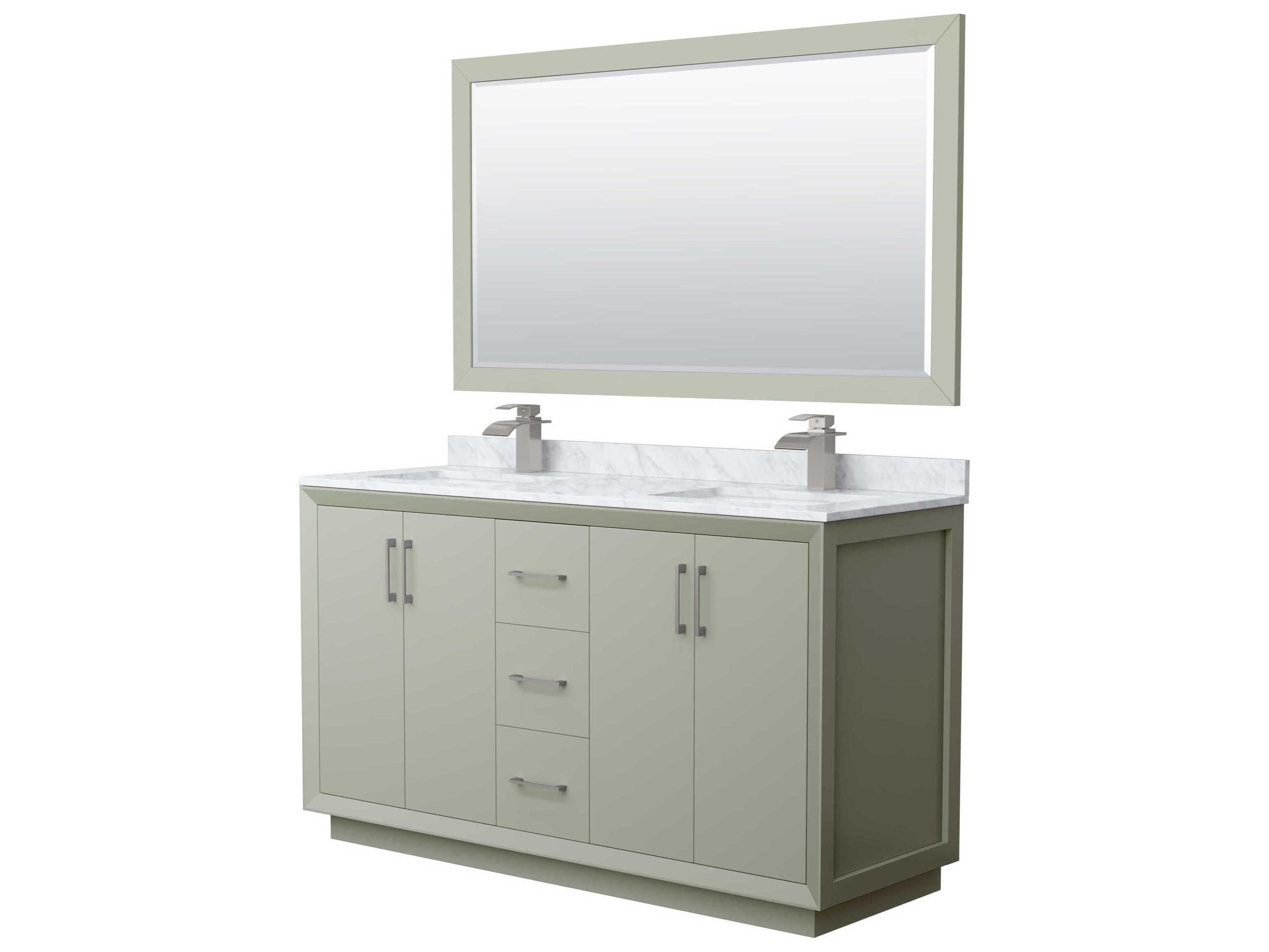 Wyndham Collection Strada 60" Light Green Vanity with 58" Mirror