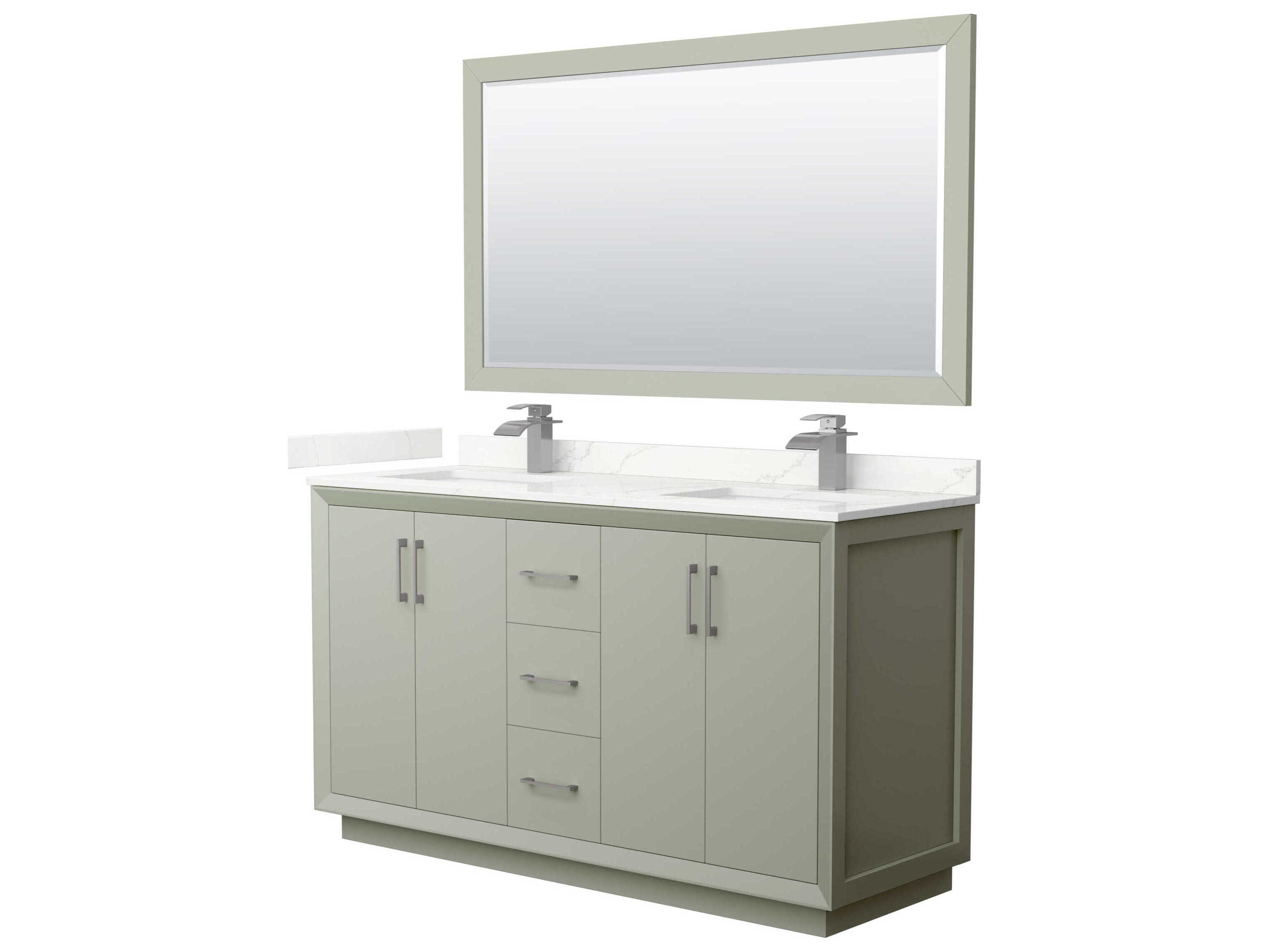 Wyndham Collection Strada 60" Light Green Vanity with 58" Mirror