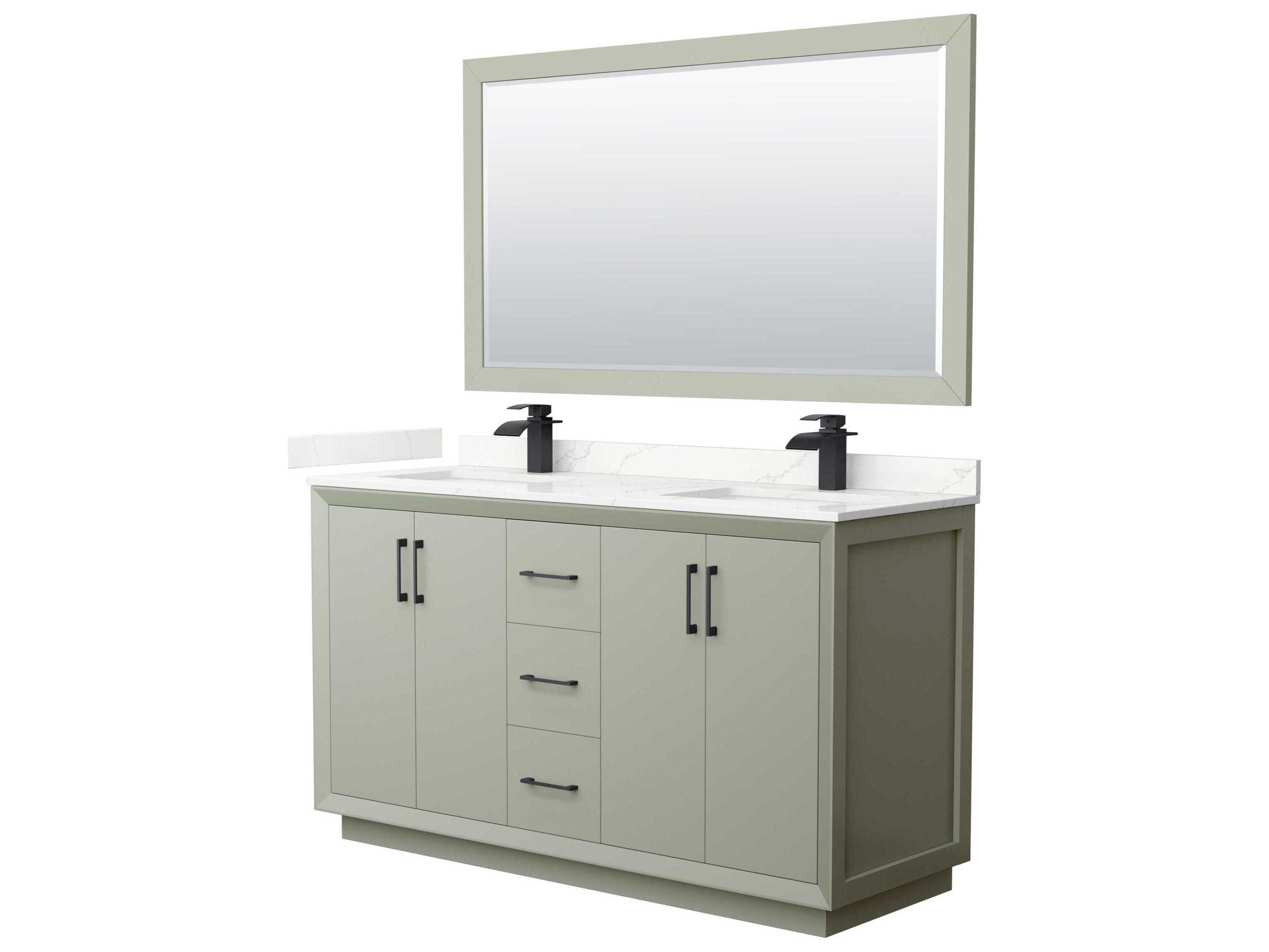 Wyndham Collection Strada 60" Light Green Vanity with 58" Mirror