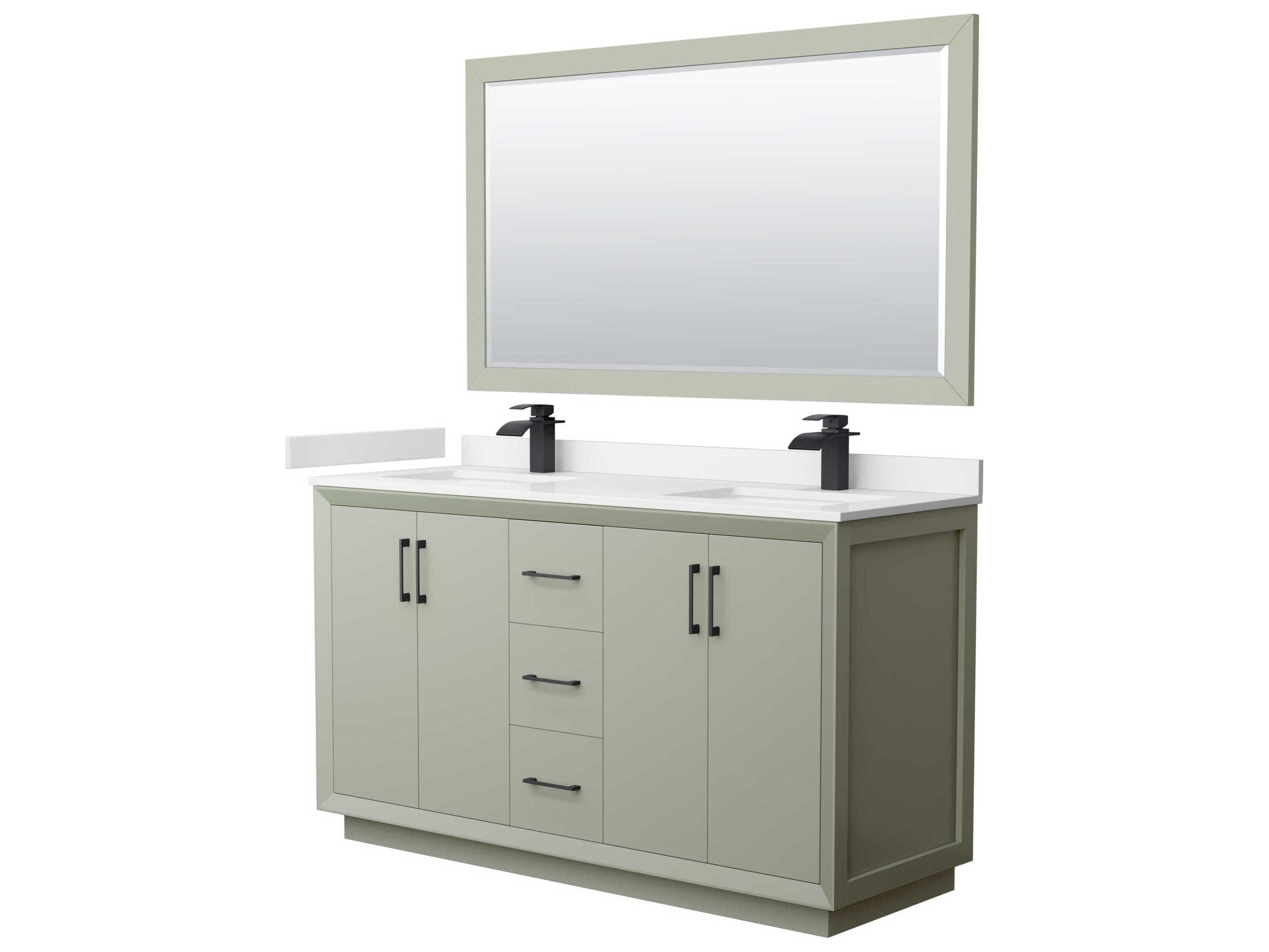 Wyndham Collection Strada 60" Light Green Vanity with 58" Mirror