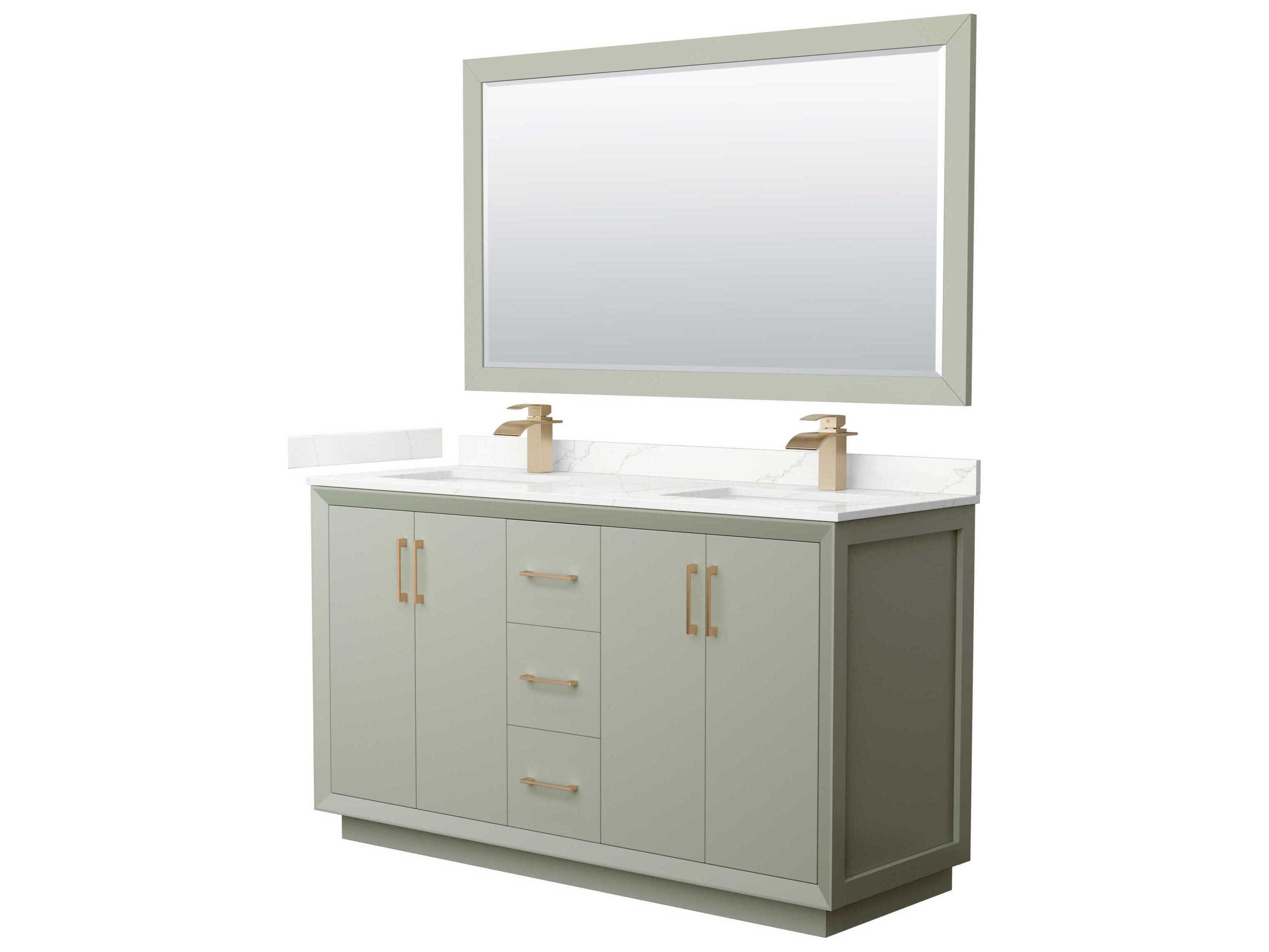 Wyndham Collection Strada 60" Light Green Vanity with 58" Mirror