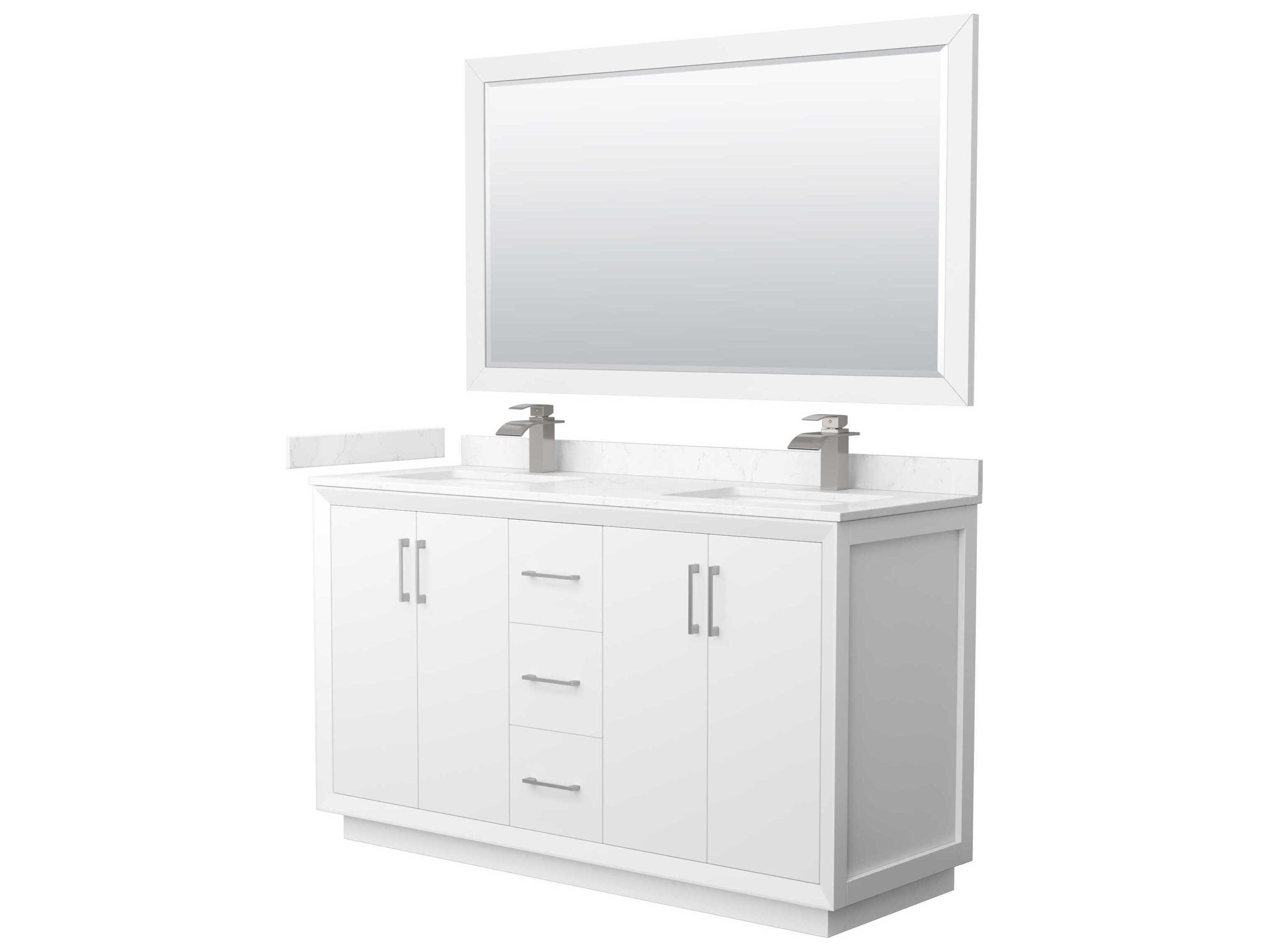 Wyndham Collection Strada 60" White Vanity with 58" Mirror