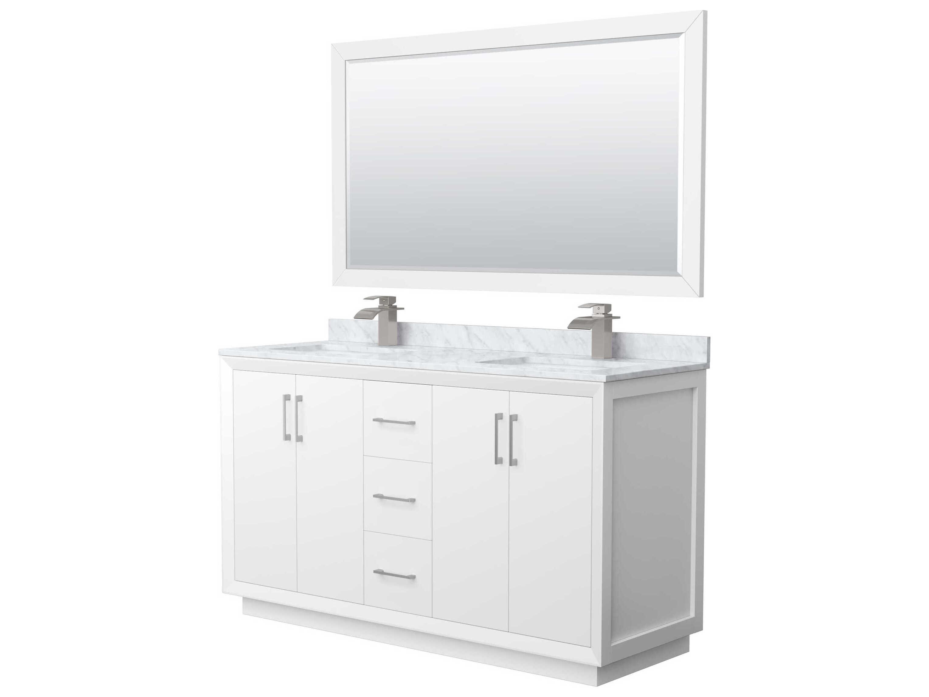 Wyndham Collection Strada 60" White Vanity with 58" Mirror