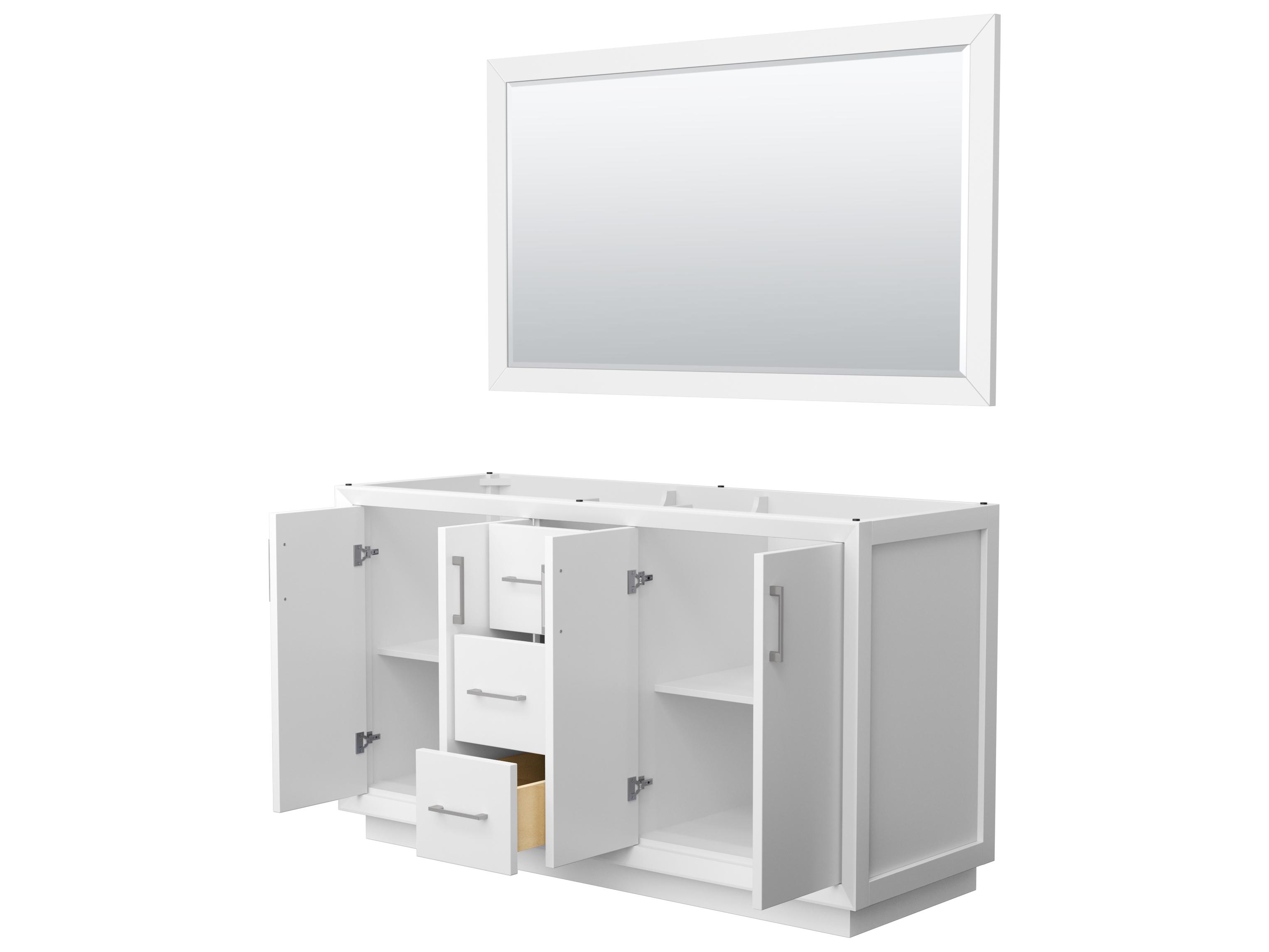 Wyndham Collection Strada 59" White Vanity with 58" Mirror