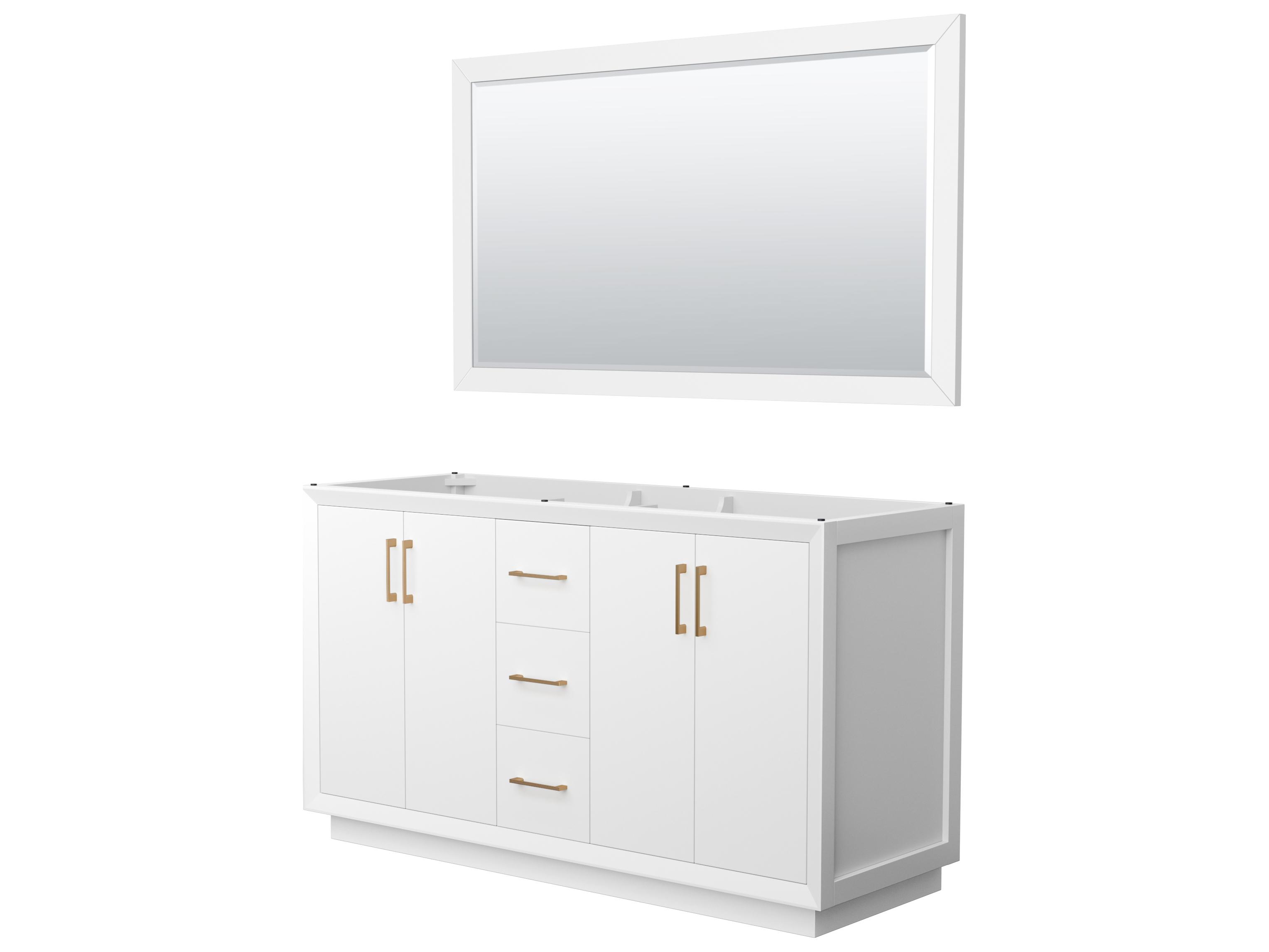 Wyndham Collection Strada 59" White Vanity with 58" Mirror