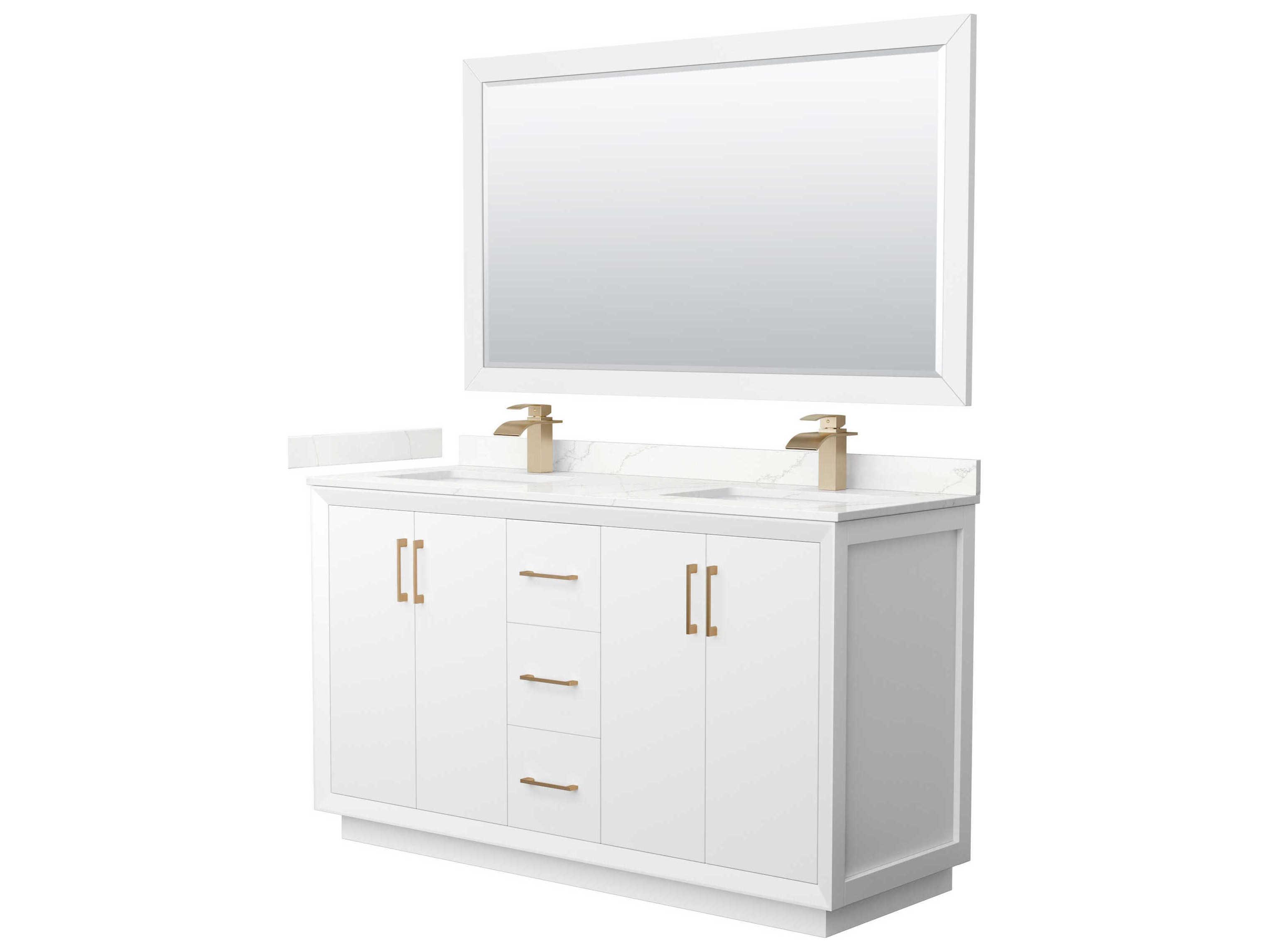 Wyndham Collection Strada 60" White Vanity with 58" Mirror