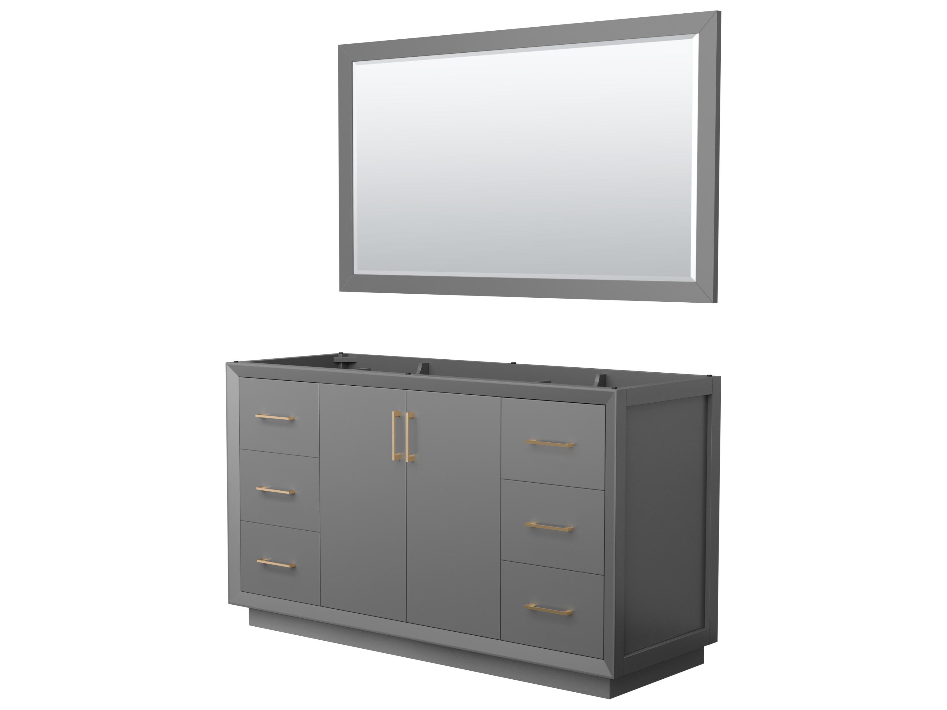 Wyndham Collection Strada 59" Dark Gray Vanity with 58" Mirror