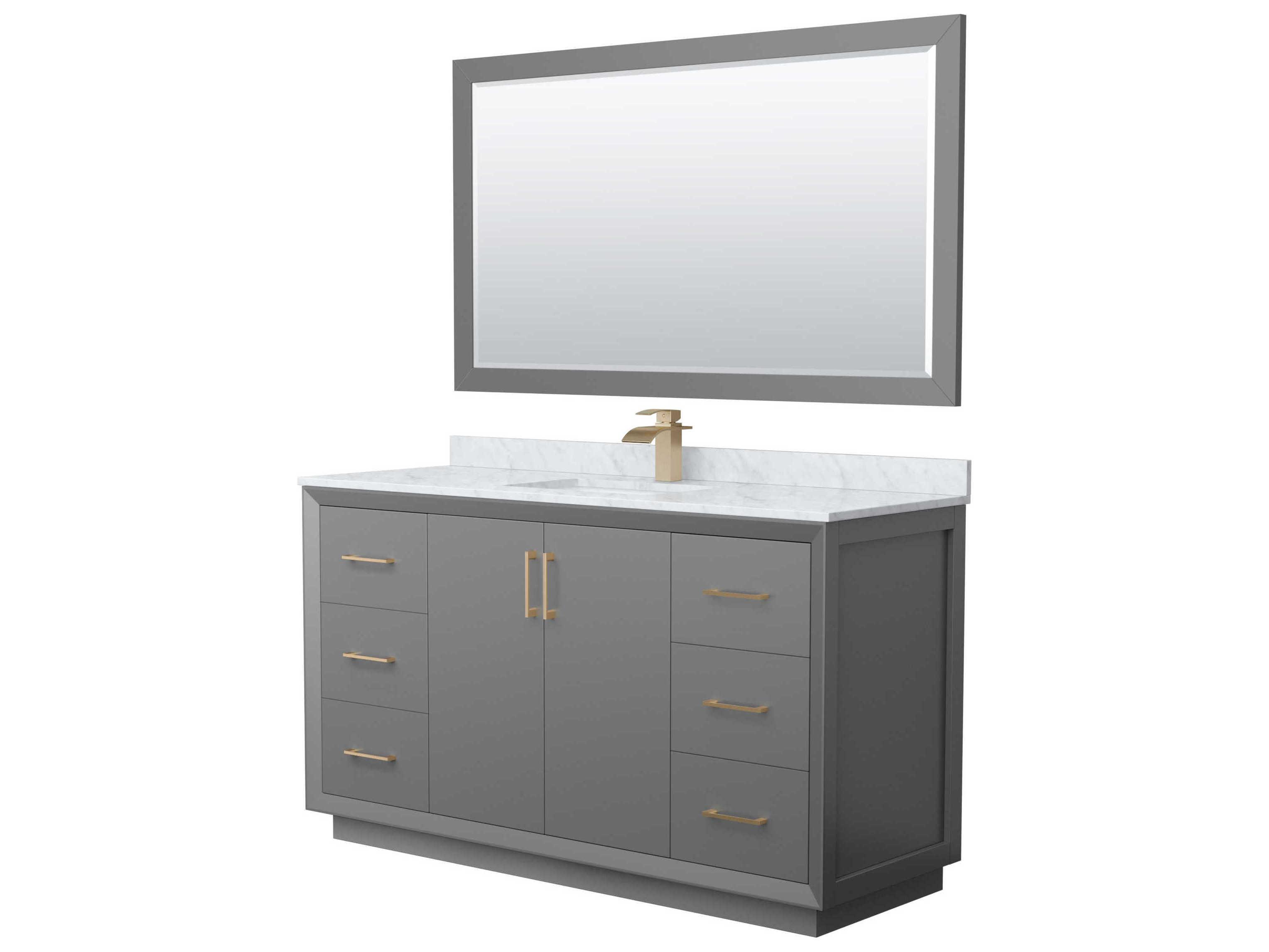 Wyndham Collection Strada 60" Dark Gray Vanity with 58" Mirror