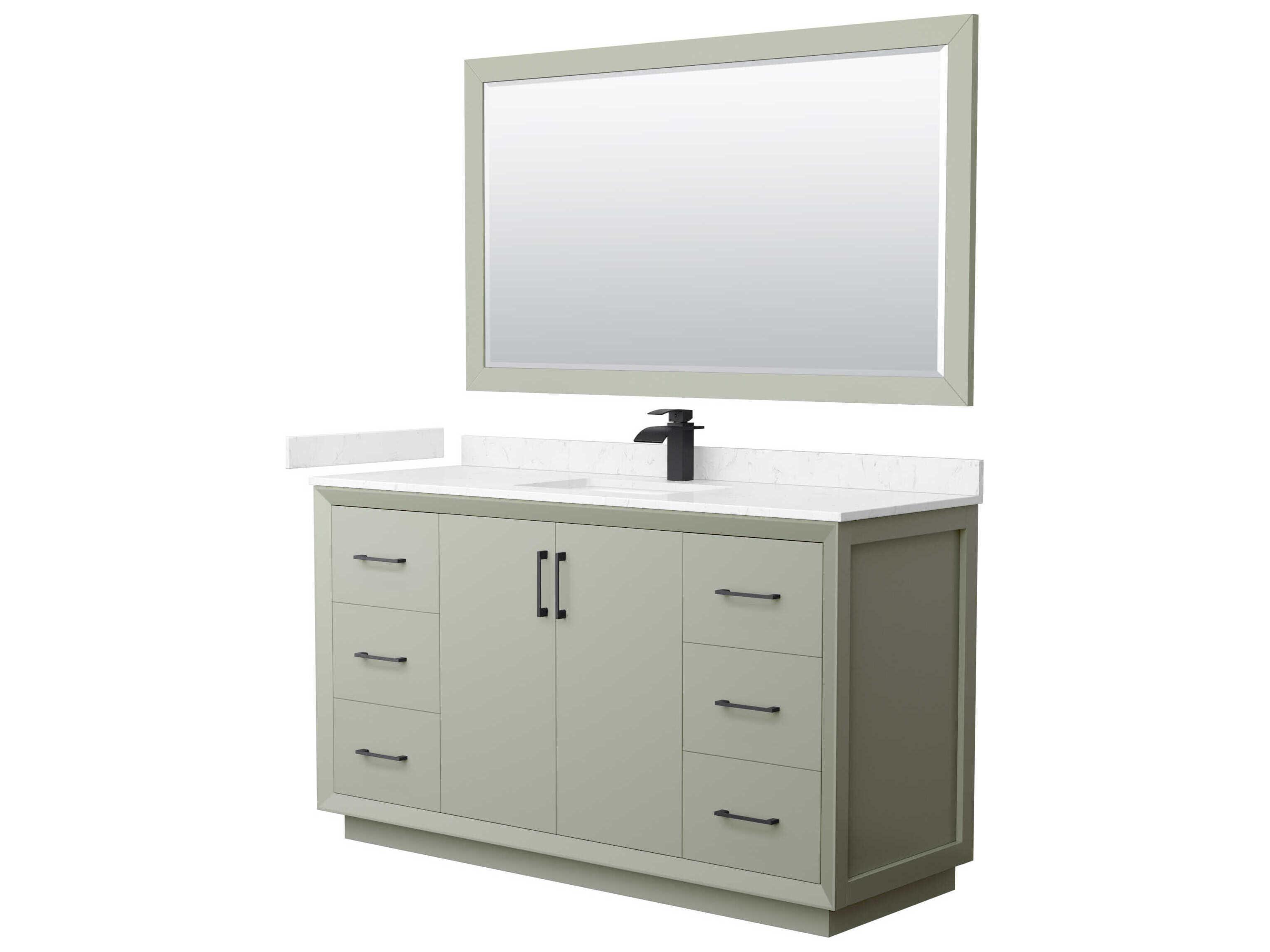 Wyndham Collection Strada 60" Light Green Vanity with 58" Mirror