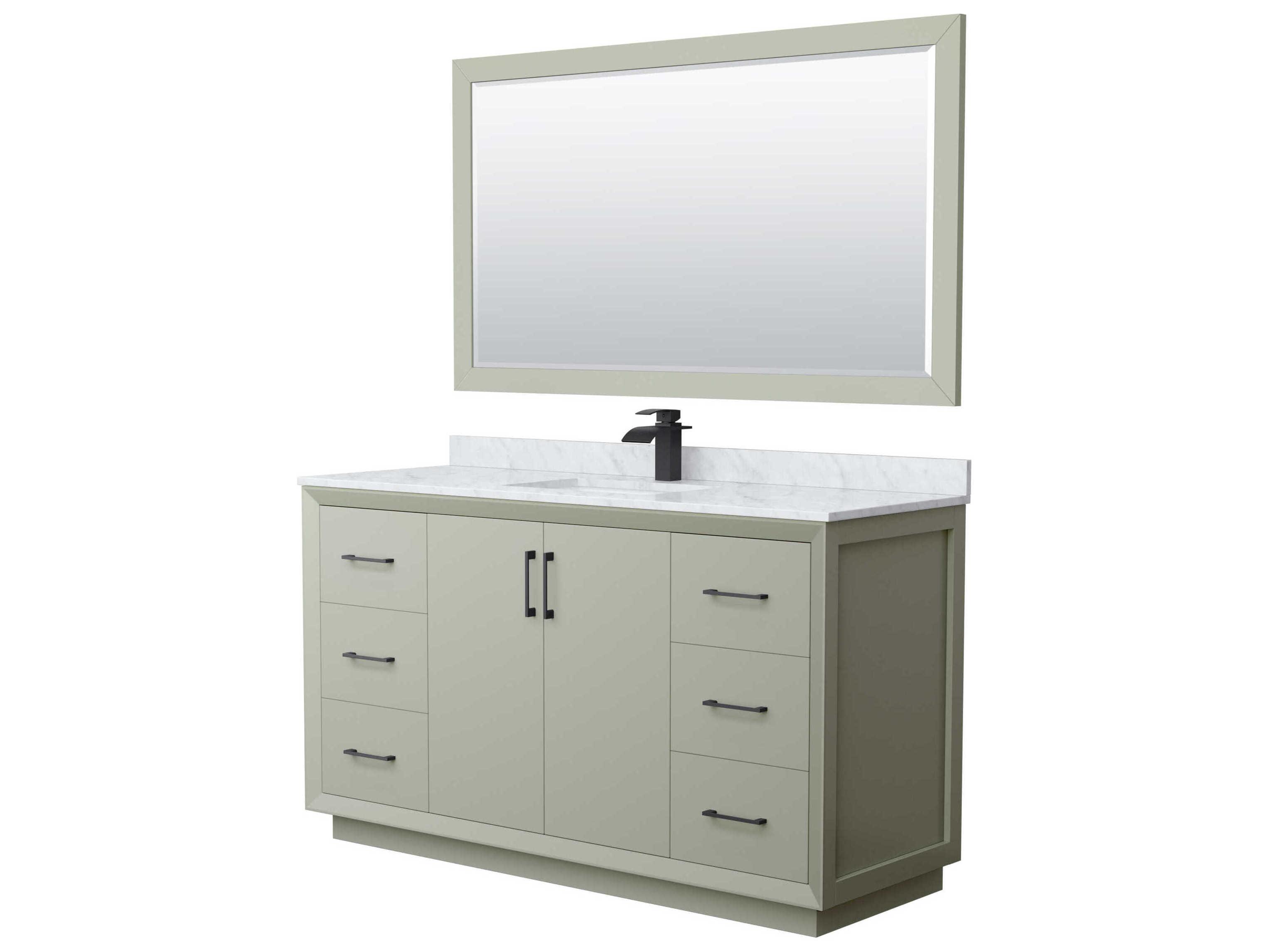 Wyndham Collection Strada 60" Light Green Vanity with 58" Mirror