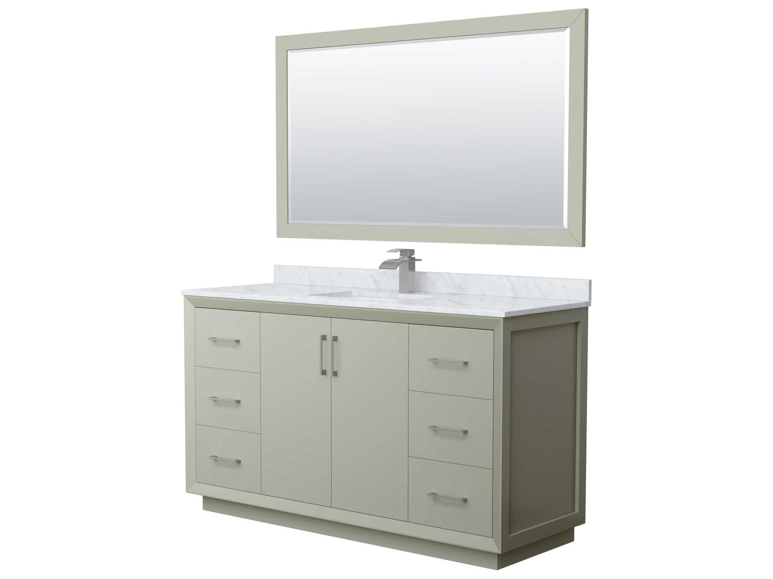 Wyndham Collection Strada 60" Light Green Vanity with 58" Mirror