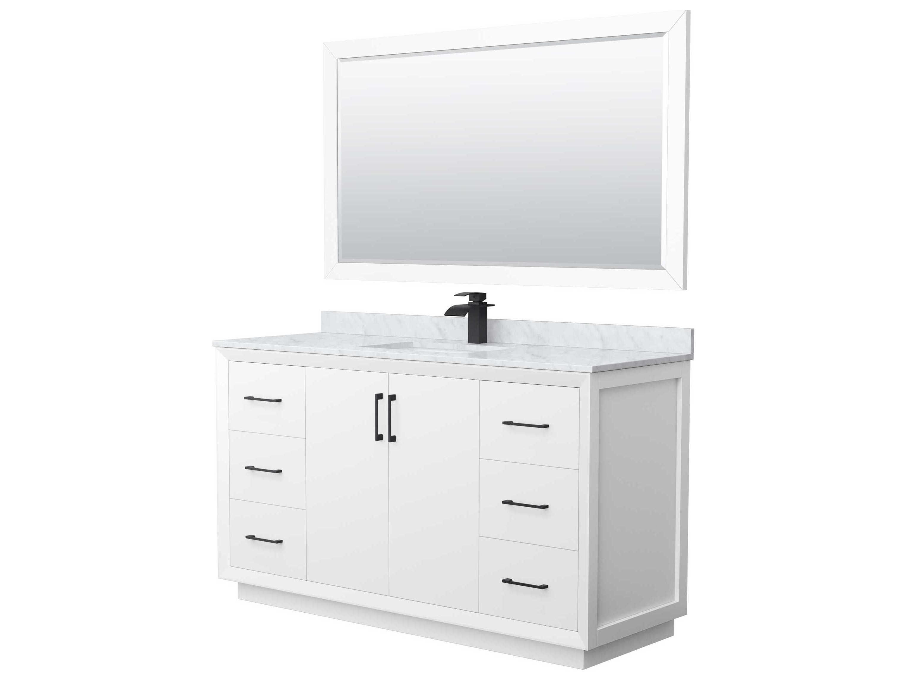 Wyndham Collection Strada 60" White Vanity with 58" Mirror
