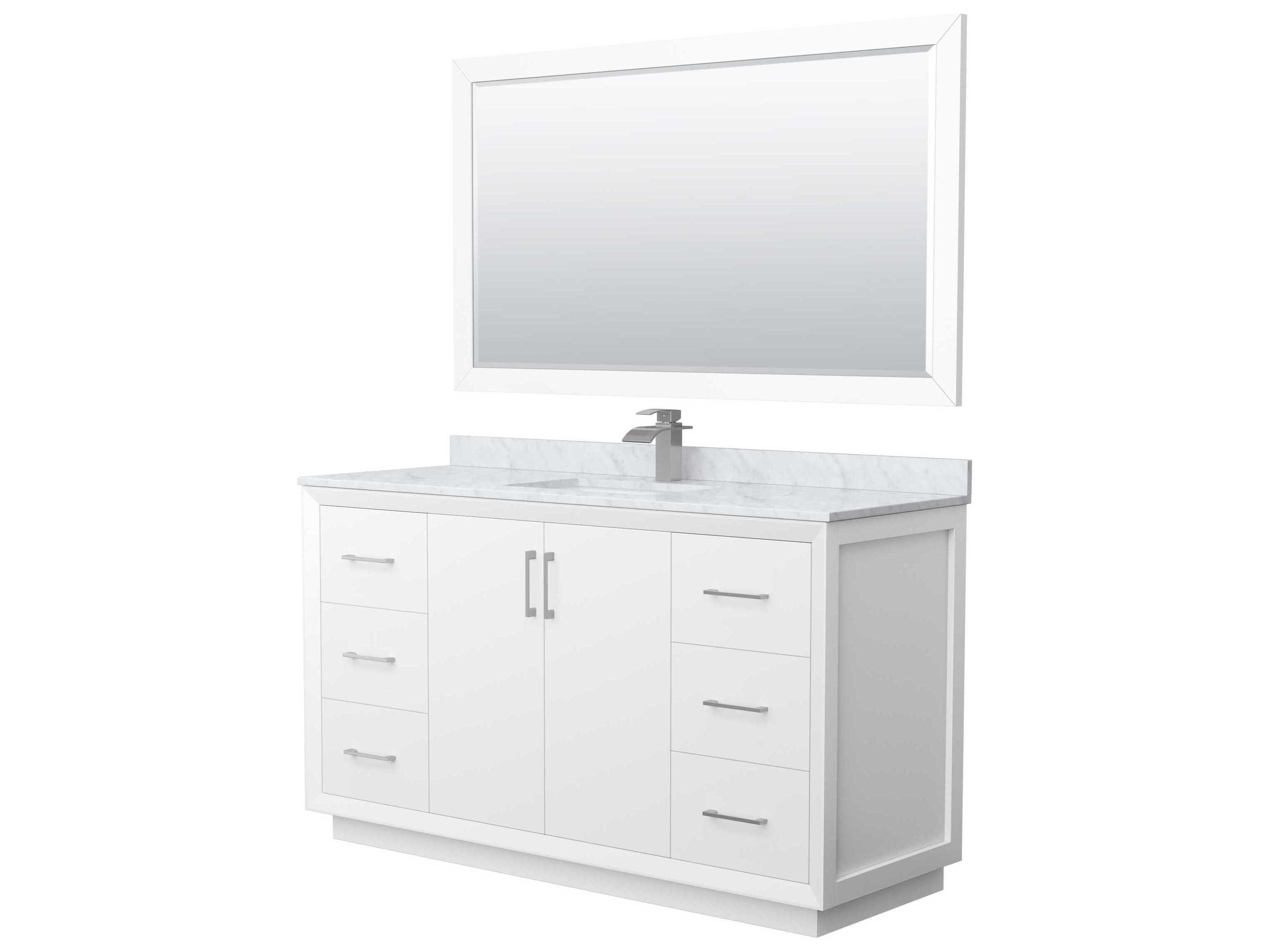 Wyndham Collection Strada 60" White Vanity with 58" Mirror