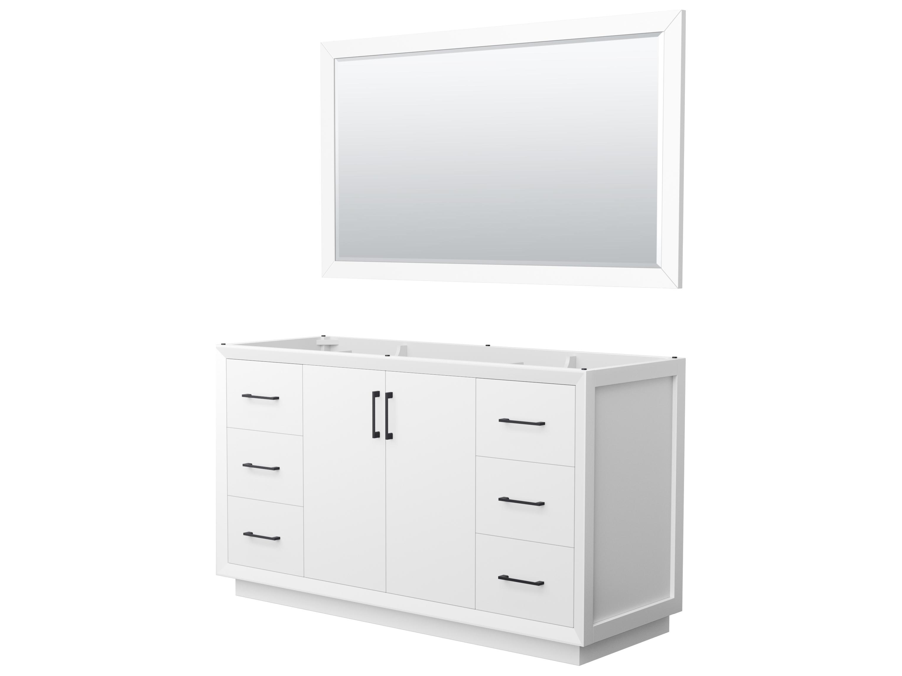 Wyndham Collection Strada 59" White Vanity with 58" Mirror