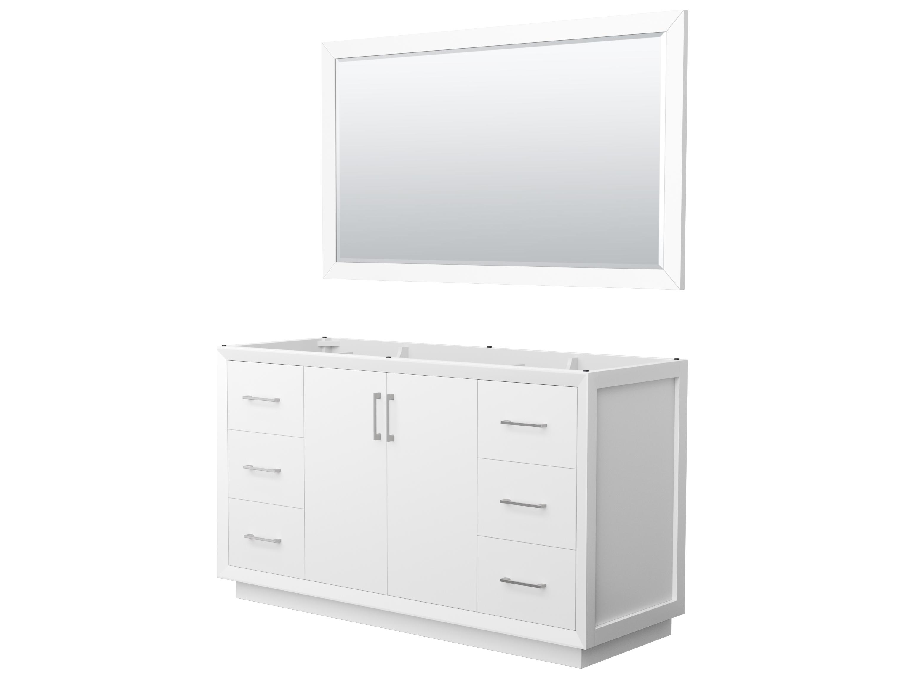 Wyndham Collection Strada 59" White Vanity with 58" Mirror