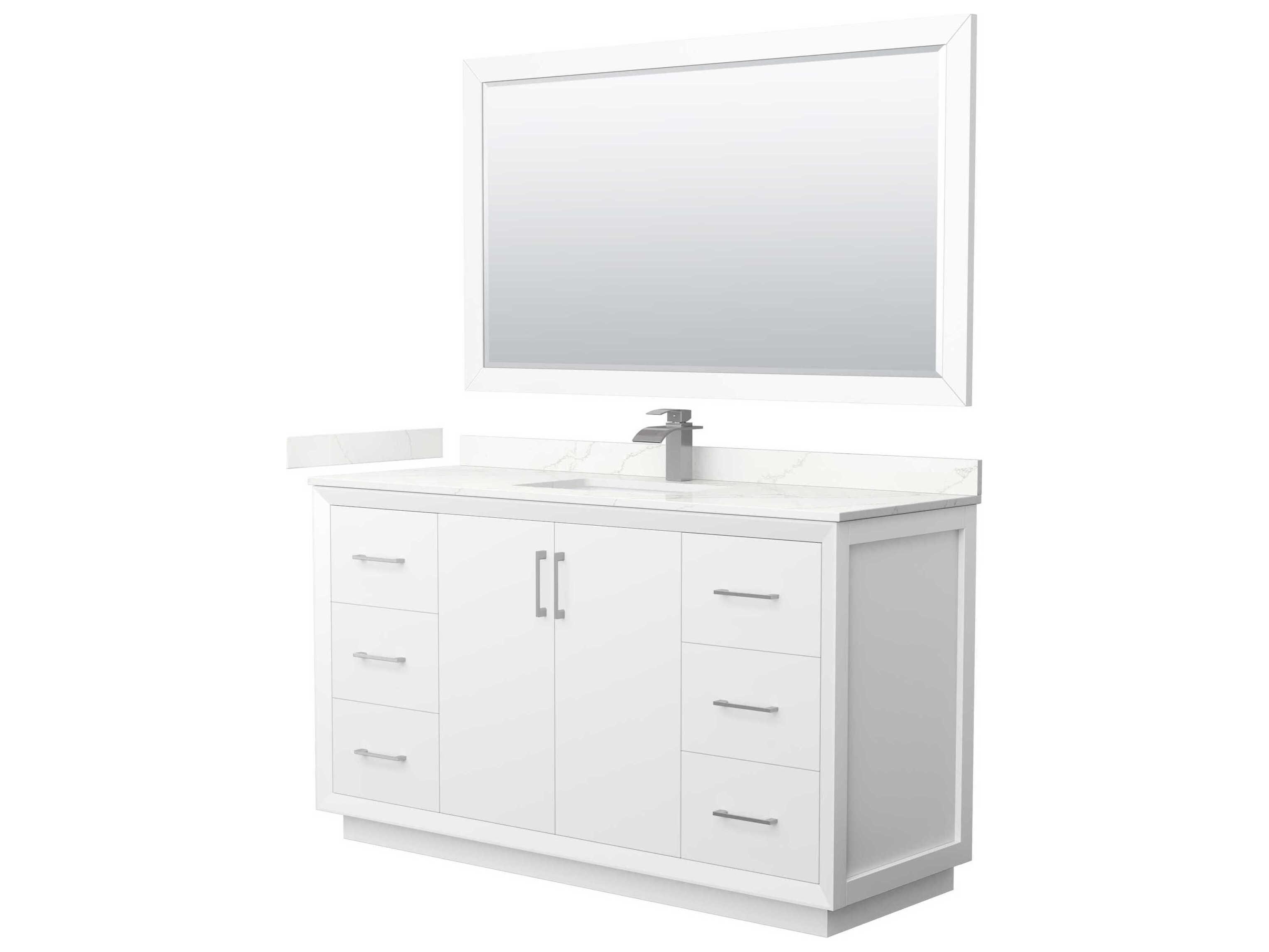 Wyndham Collection Strada 60" White Vanity with 58" Mirror