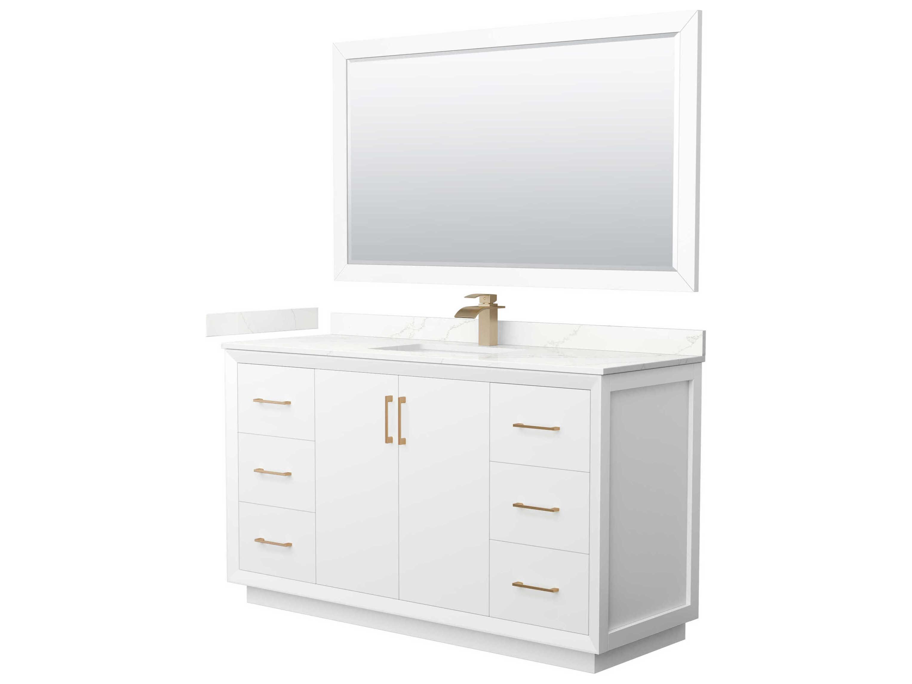 Wyndham Collection Strada 60" White Vanity with 58" Mirror