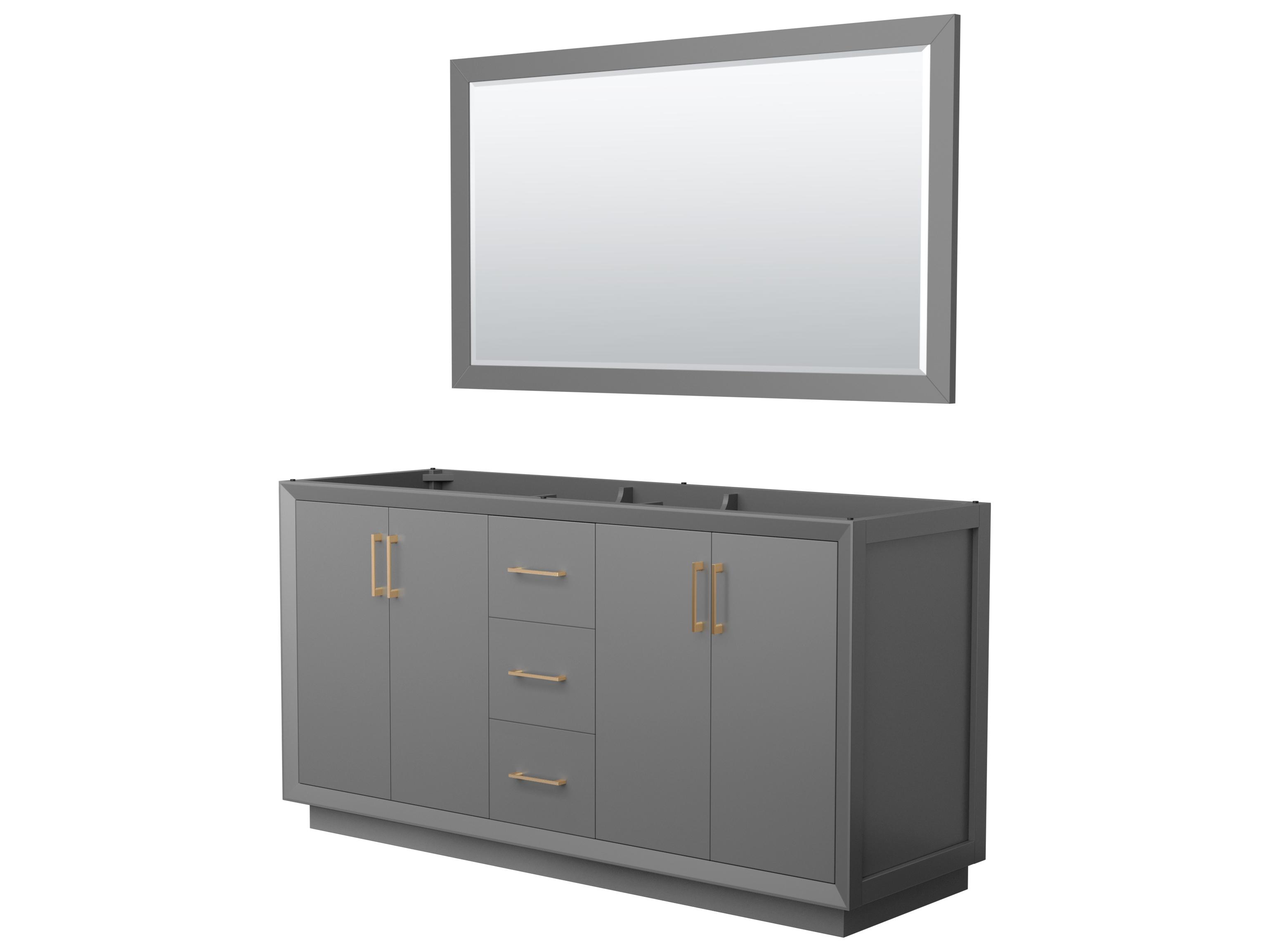 Wyndham Collection Strada 65" Dark Gray Vanity with 58" Mirror