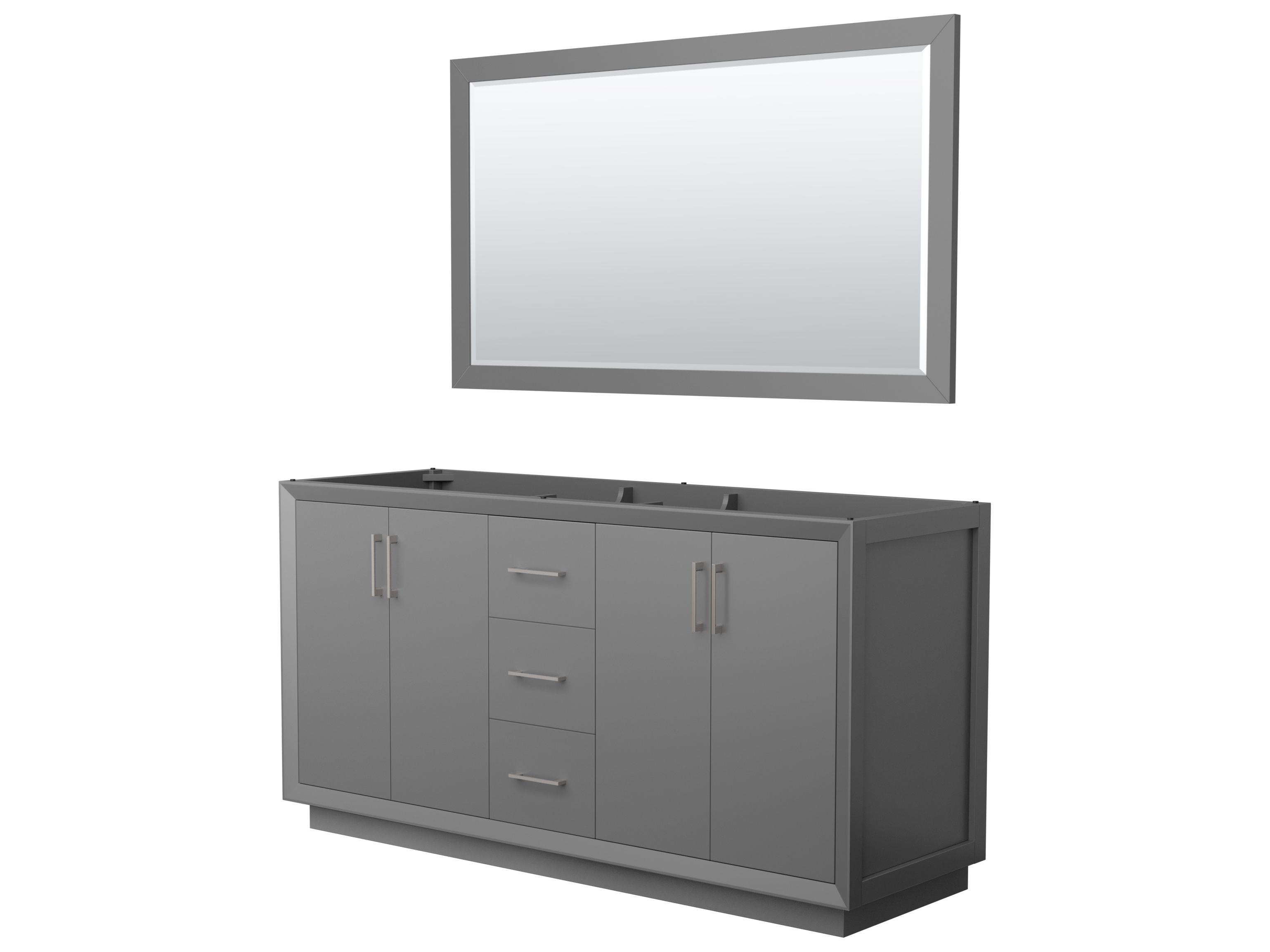 Wyndham Collection Strada 65" Dark Gray Vanity with 58" Mirror