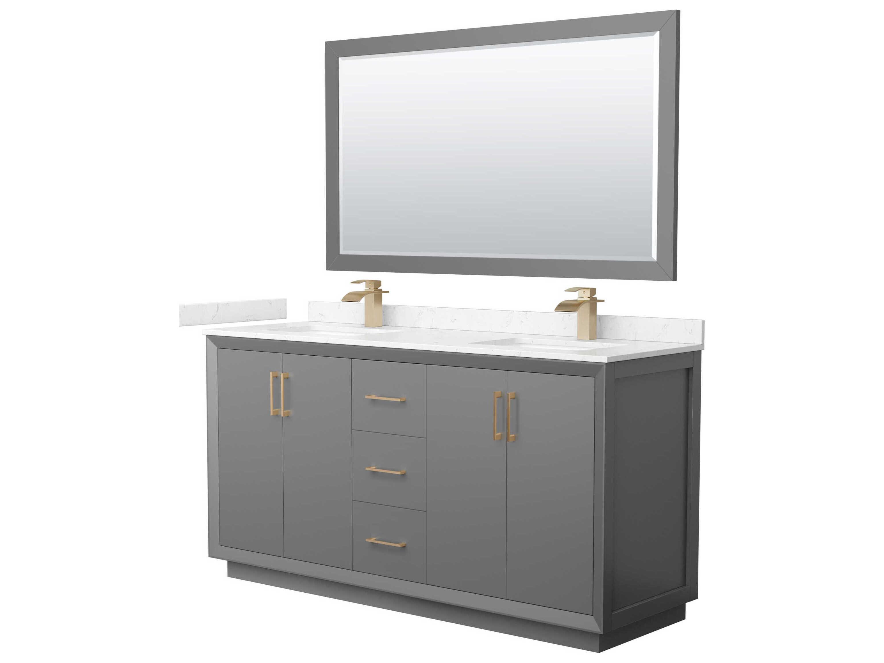 Wyndham Collection Strada 66" Dark Gray Vanity with 58" Mirror