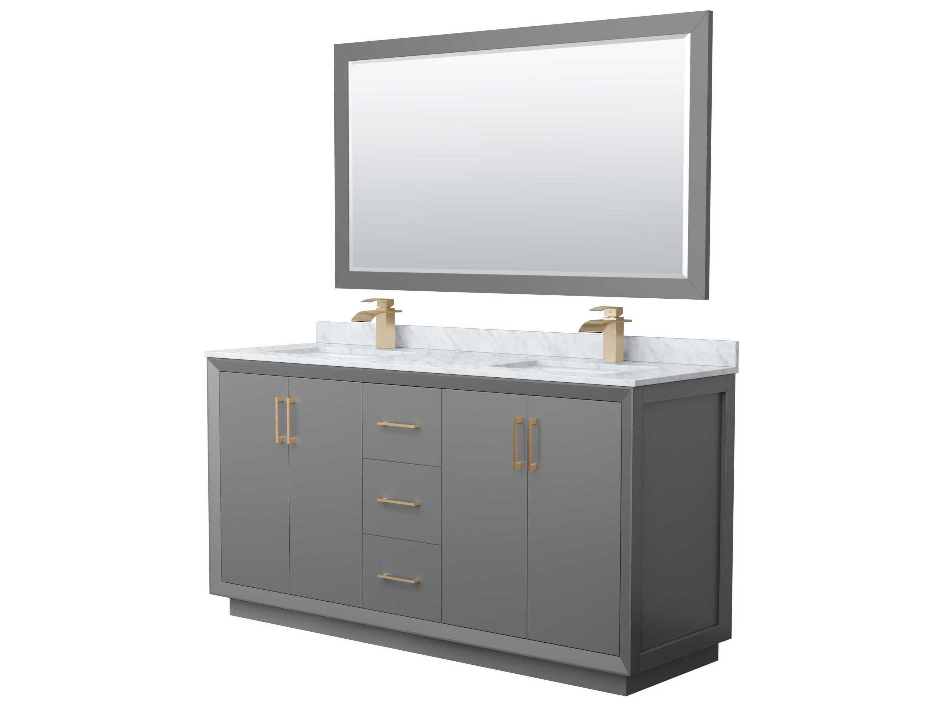 Wyndham Collection Strada 66" Dark Gray Vanity with 58" Mirror