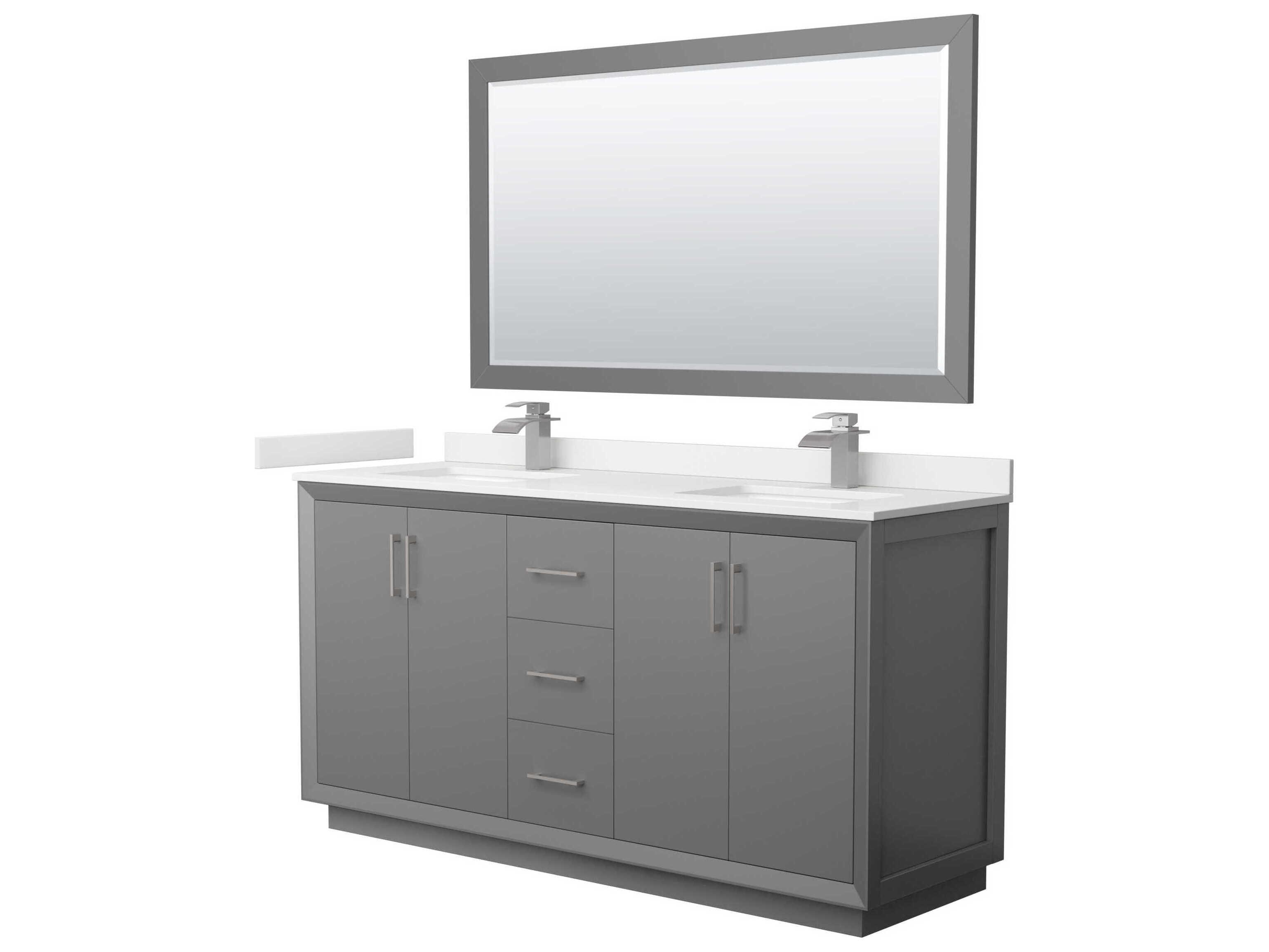 Wyndham Collection Strada 66" Dark Gray Vanity with 58" Mirror