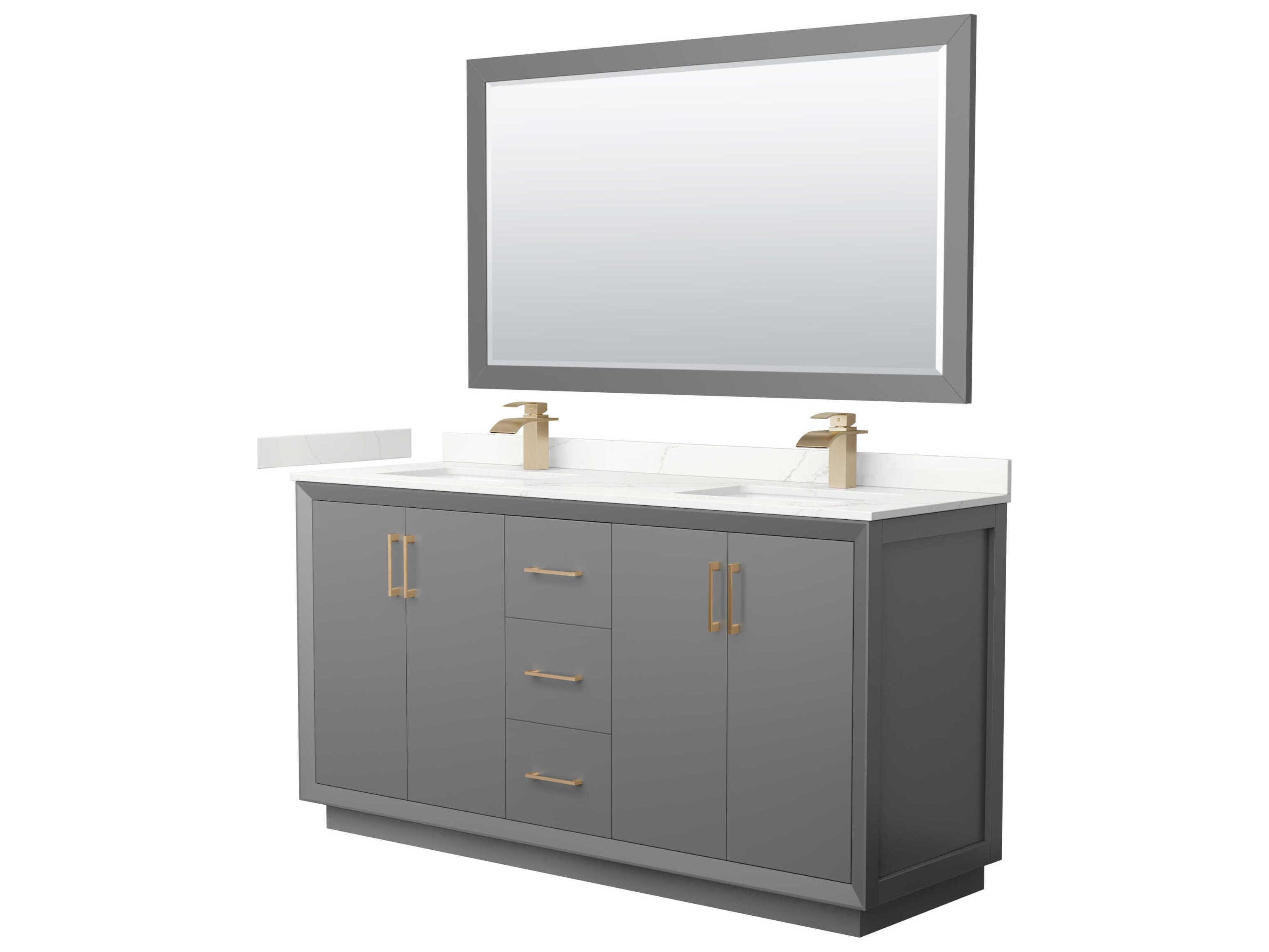 Wyndham Collection Strada 66" Dark Gray Vanity with 58" Mirror